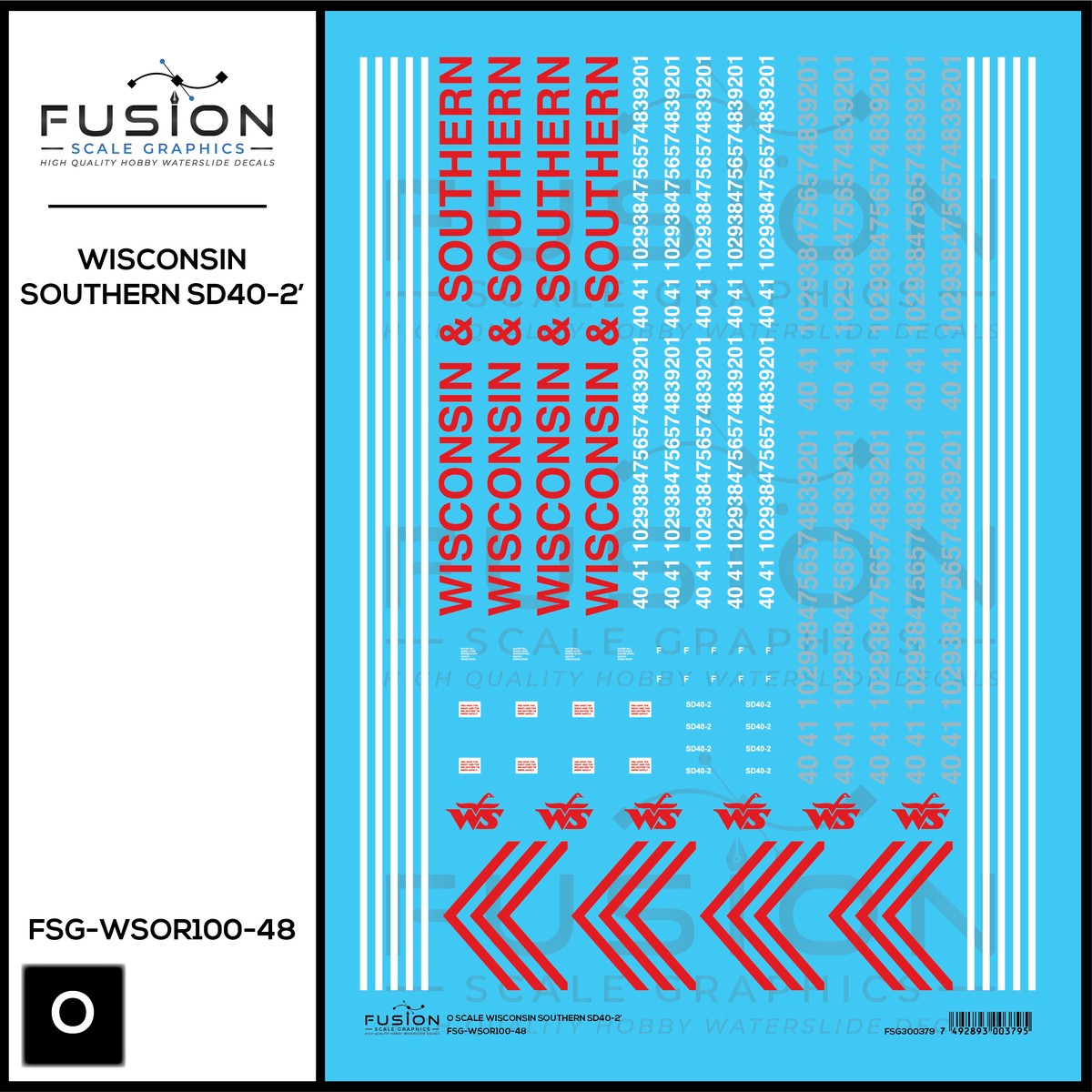 O Scale Wisconsin Southern SD40-2 Locomotives Decal Set