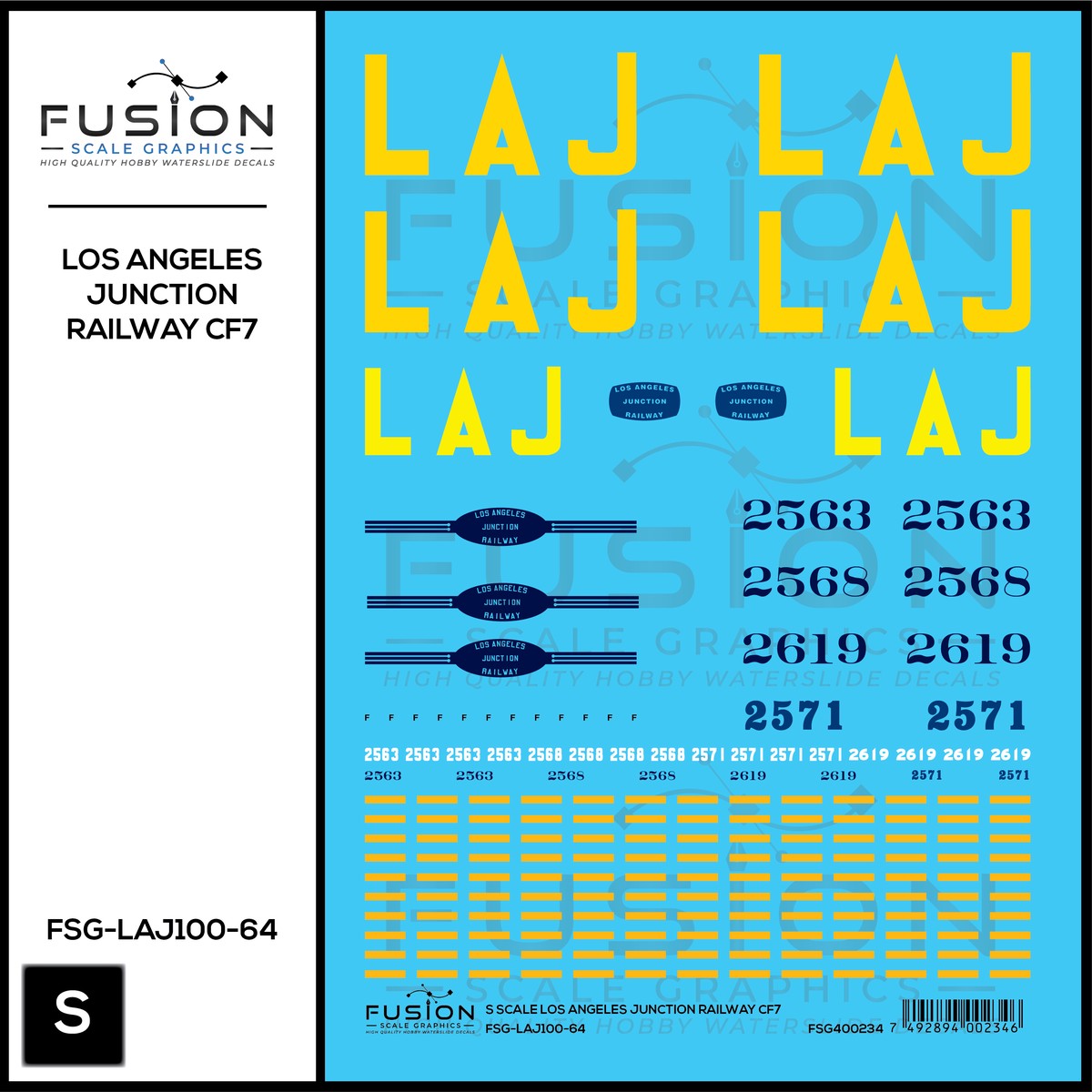 S Scale Los Angeles Junction Railway CF7 Locomotives Decal Set