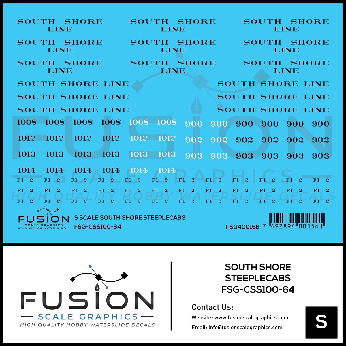 S Scale South Shore Line Steeplecab Locomotives Decal Set
