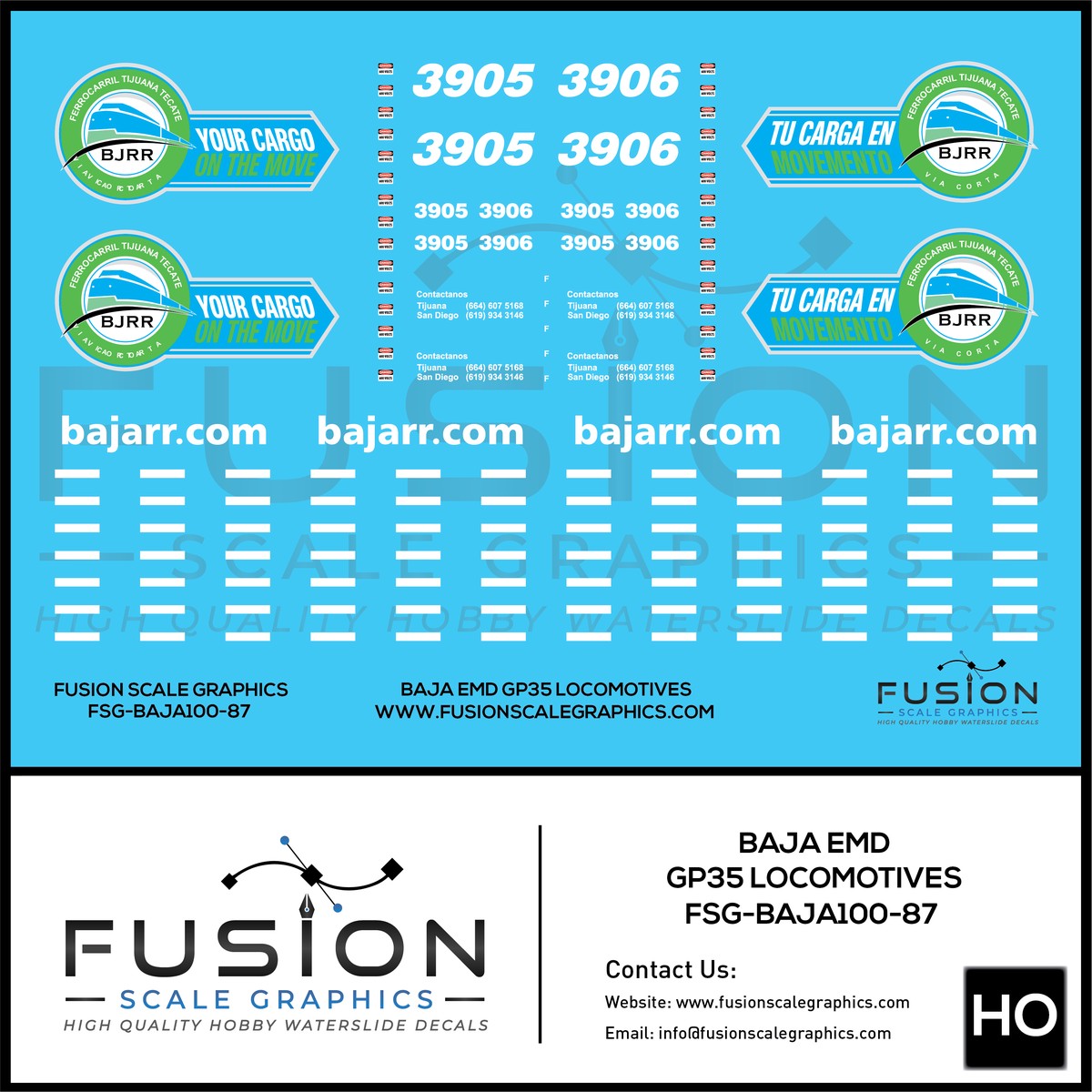 HO Scale BAJA GP35 Locomotives Decal Set