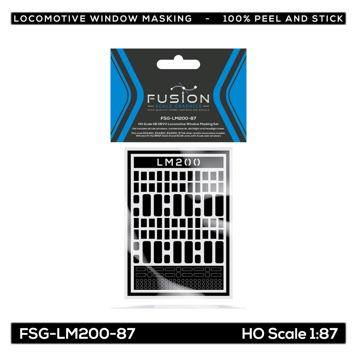 HO Scale GE GEVO Locomotive Window Masking Set