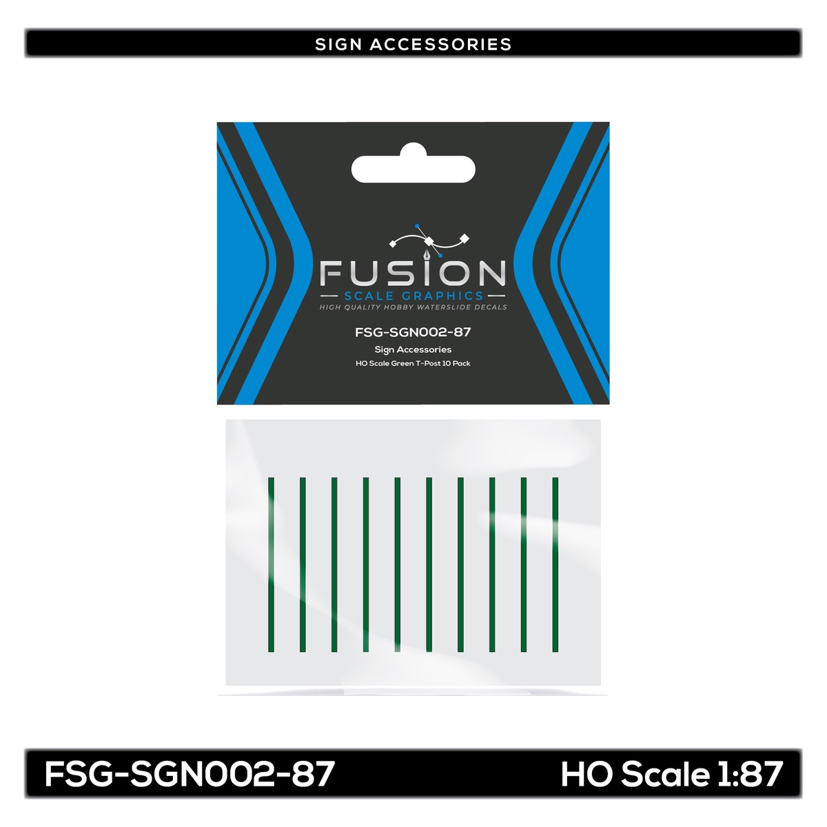 HO Scale Green T-Post 10 Pack
