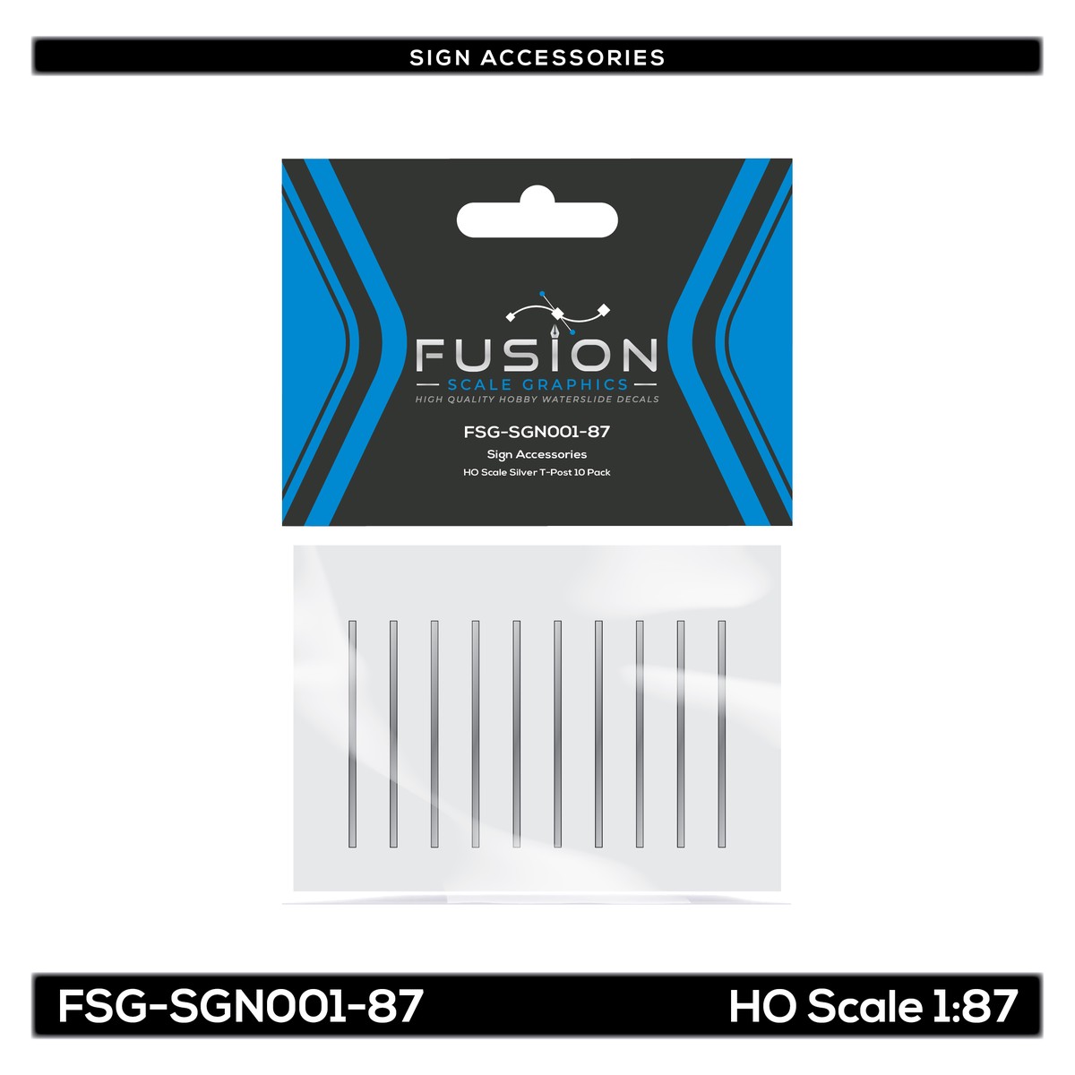 HO Scale Silver T-Post 10 Pack