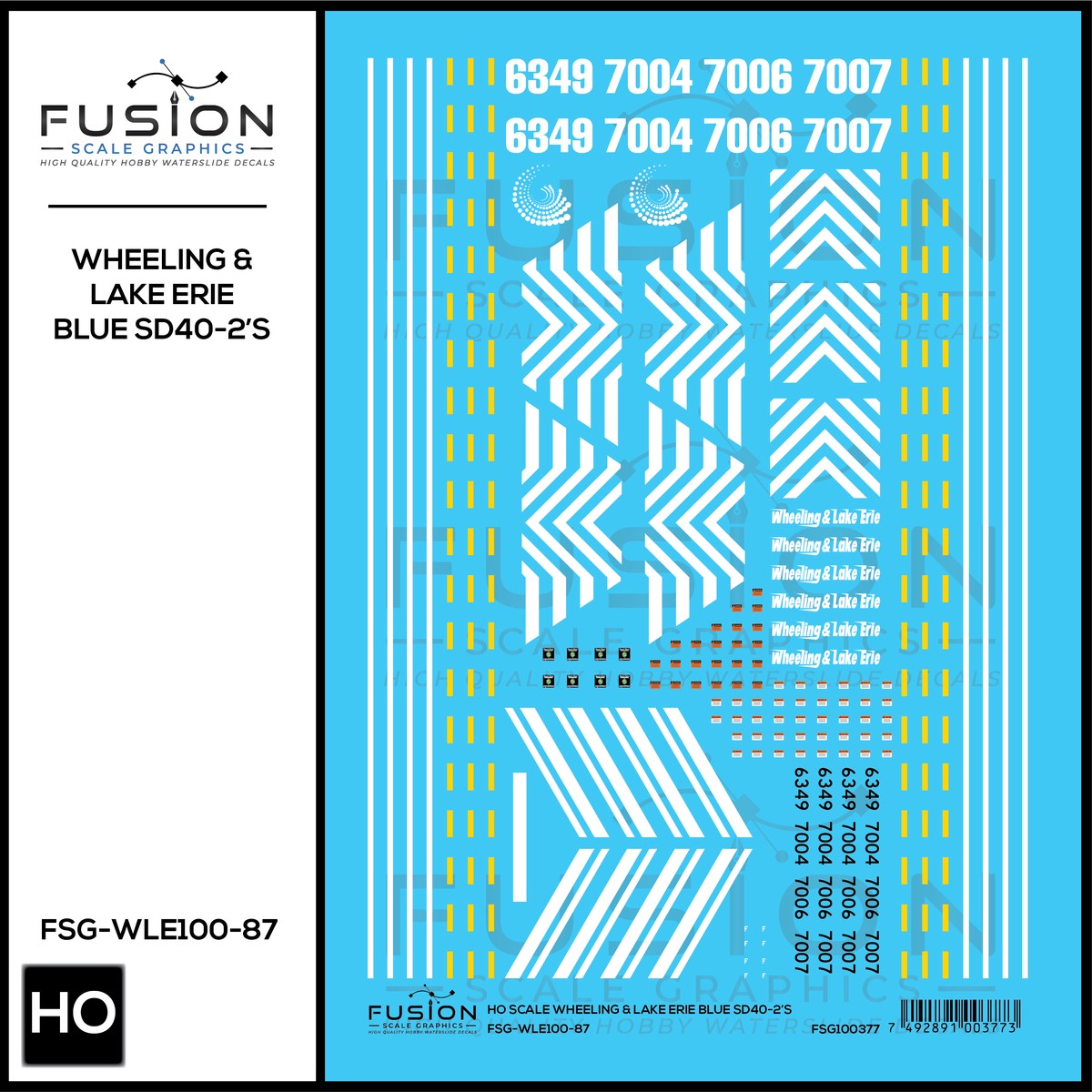 HO Scale Wheeling & Lake Erie Blue SD40-2 Locomotives Decal Set