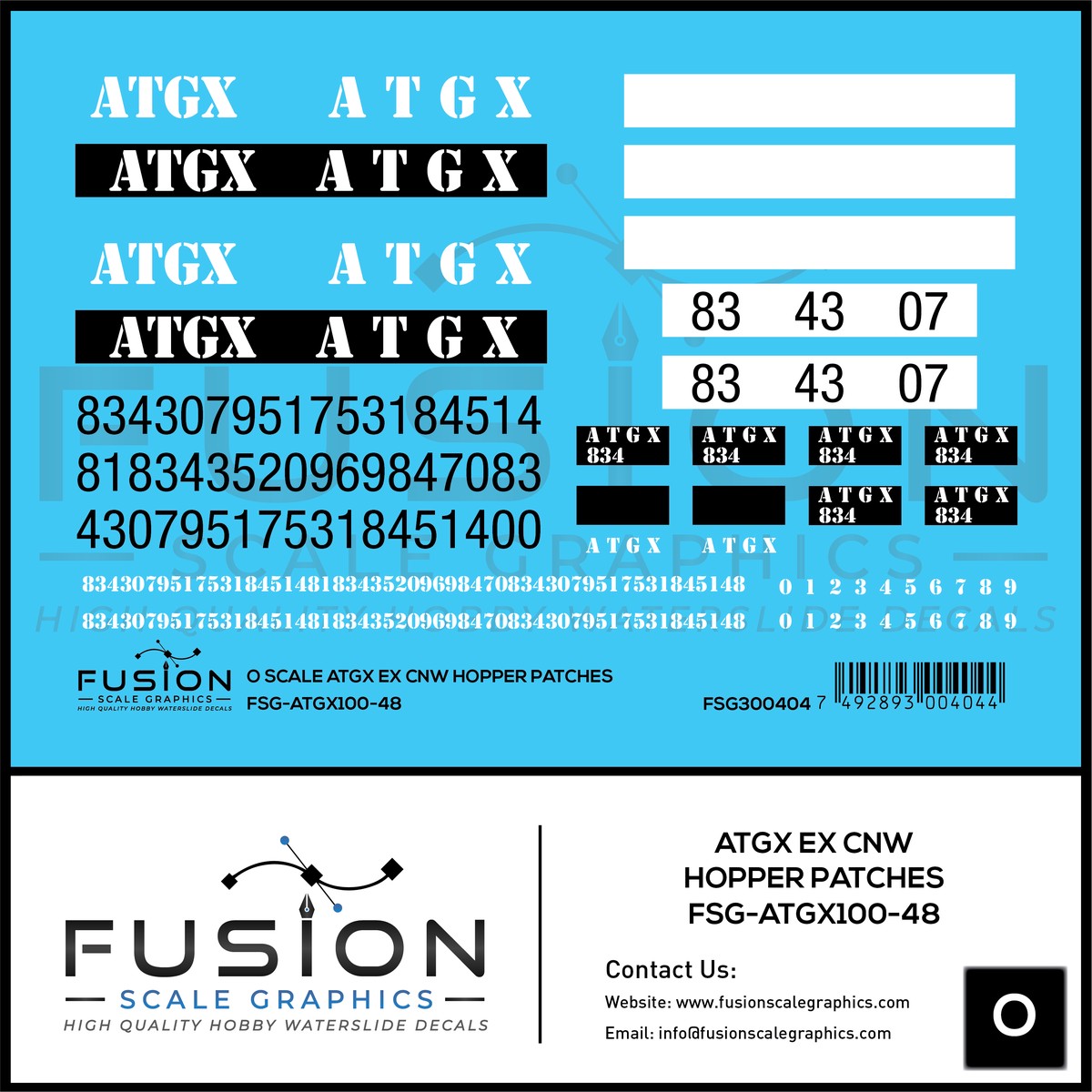 O Scale ATGX Ex CNW Hopper Patches Decal Set
