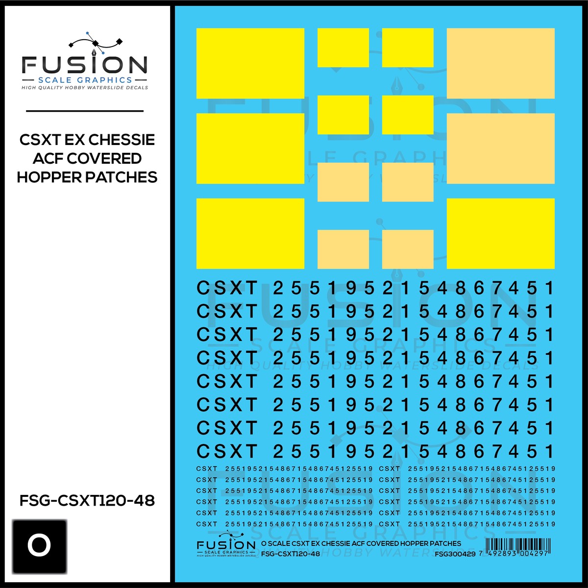 O Scale CSXT Ex Chessie ACF Covered Hopper Number Patching Decal Set