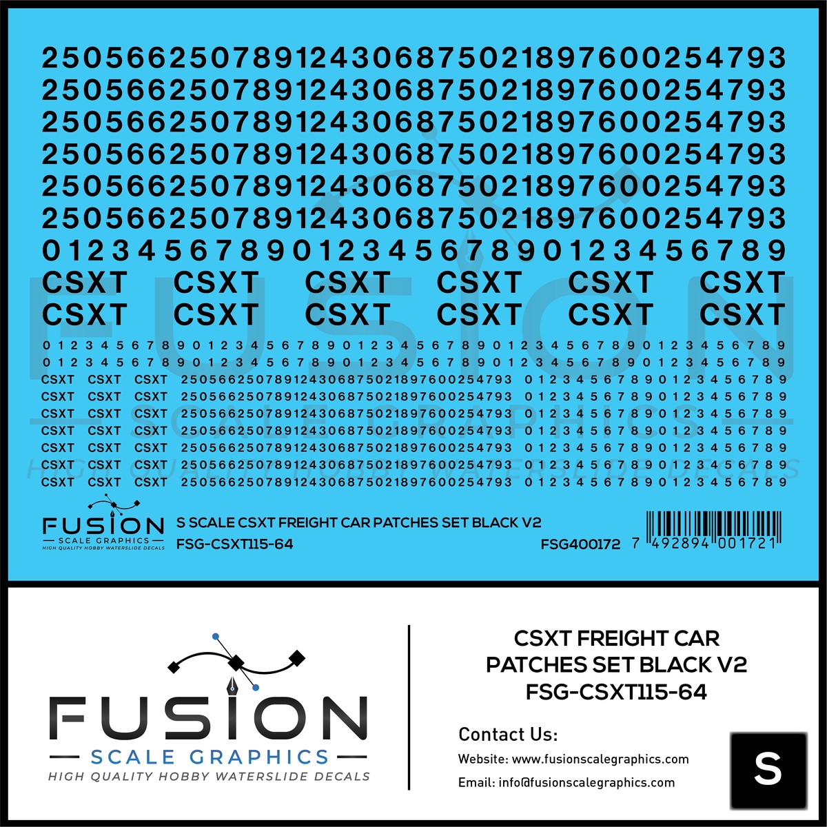 S Scale CSX Freight Car Patches Set V2 Black