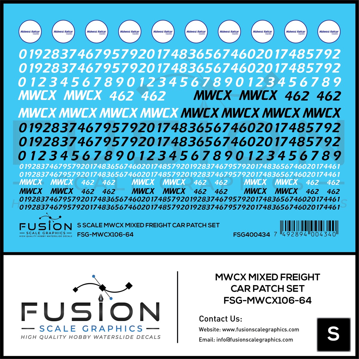 S Scale MWCX Mixed Freight Car Patching Decal Set