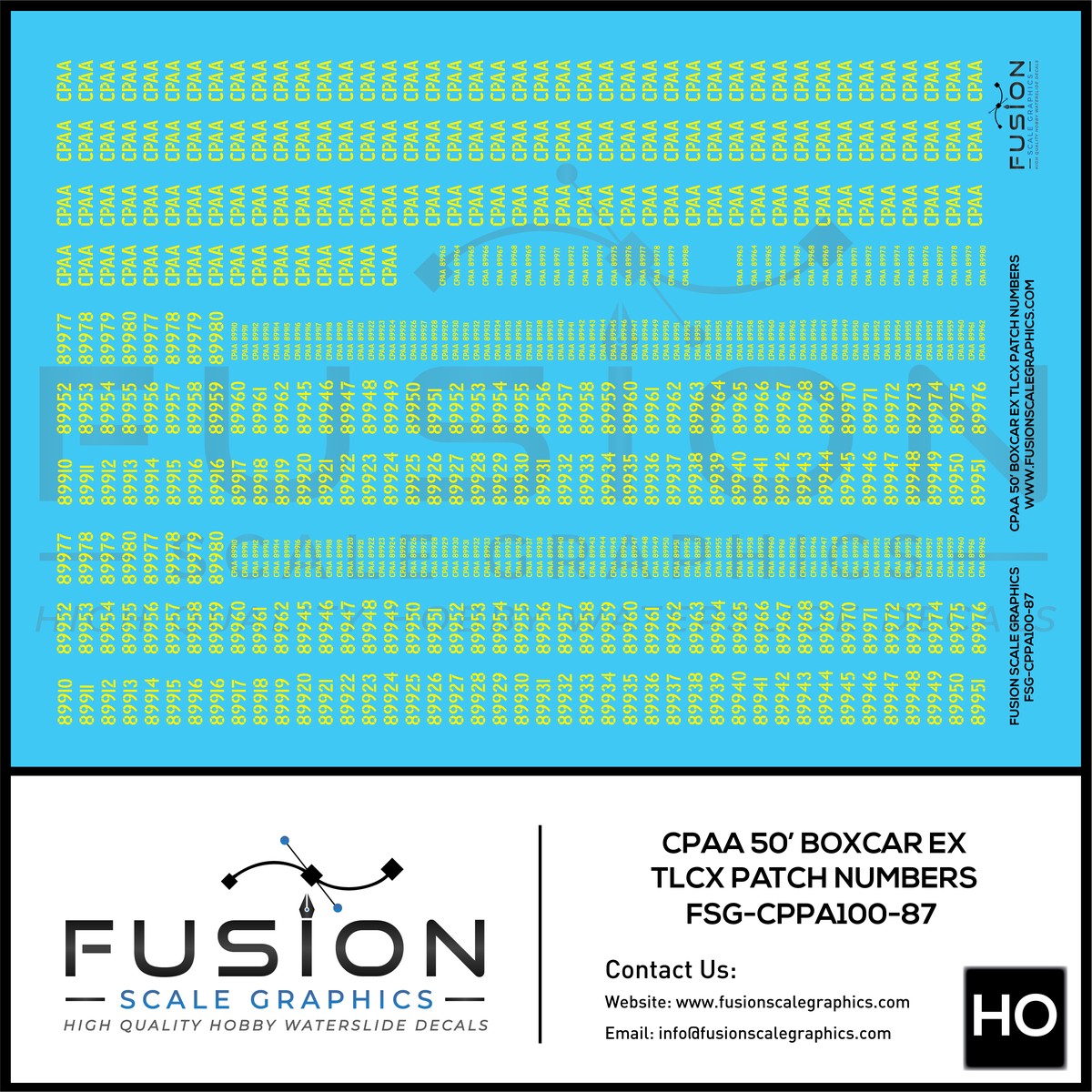 HO Scale CPAA 50′ Boxcars ex TLCX Number Patching Decal Set