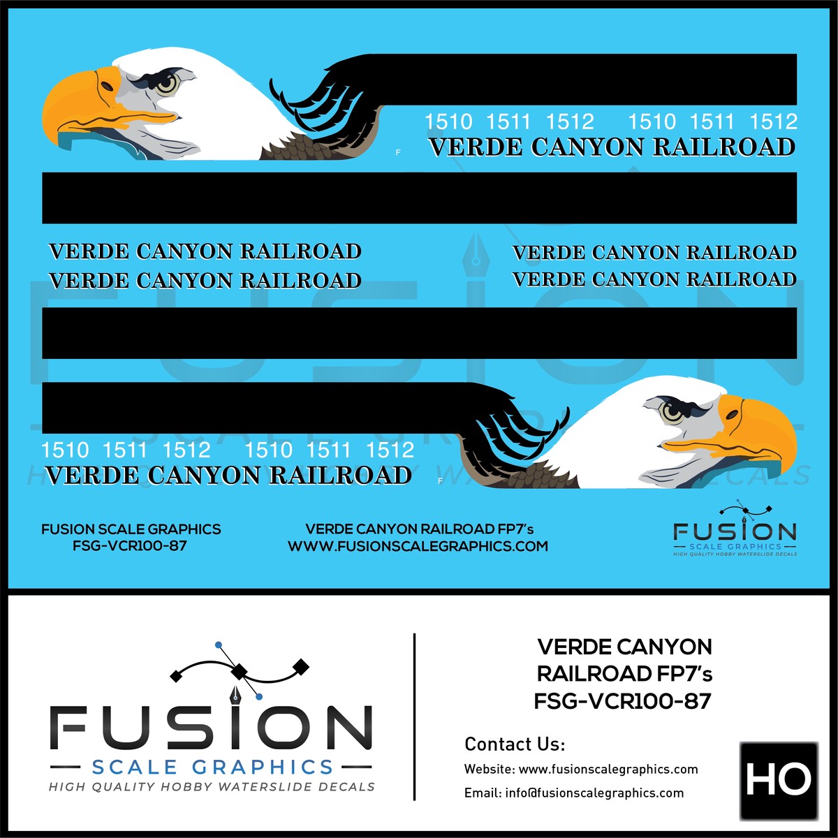 HO Scale Verde Canyon Railroad Modern F Unit Locomotive Decal Set