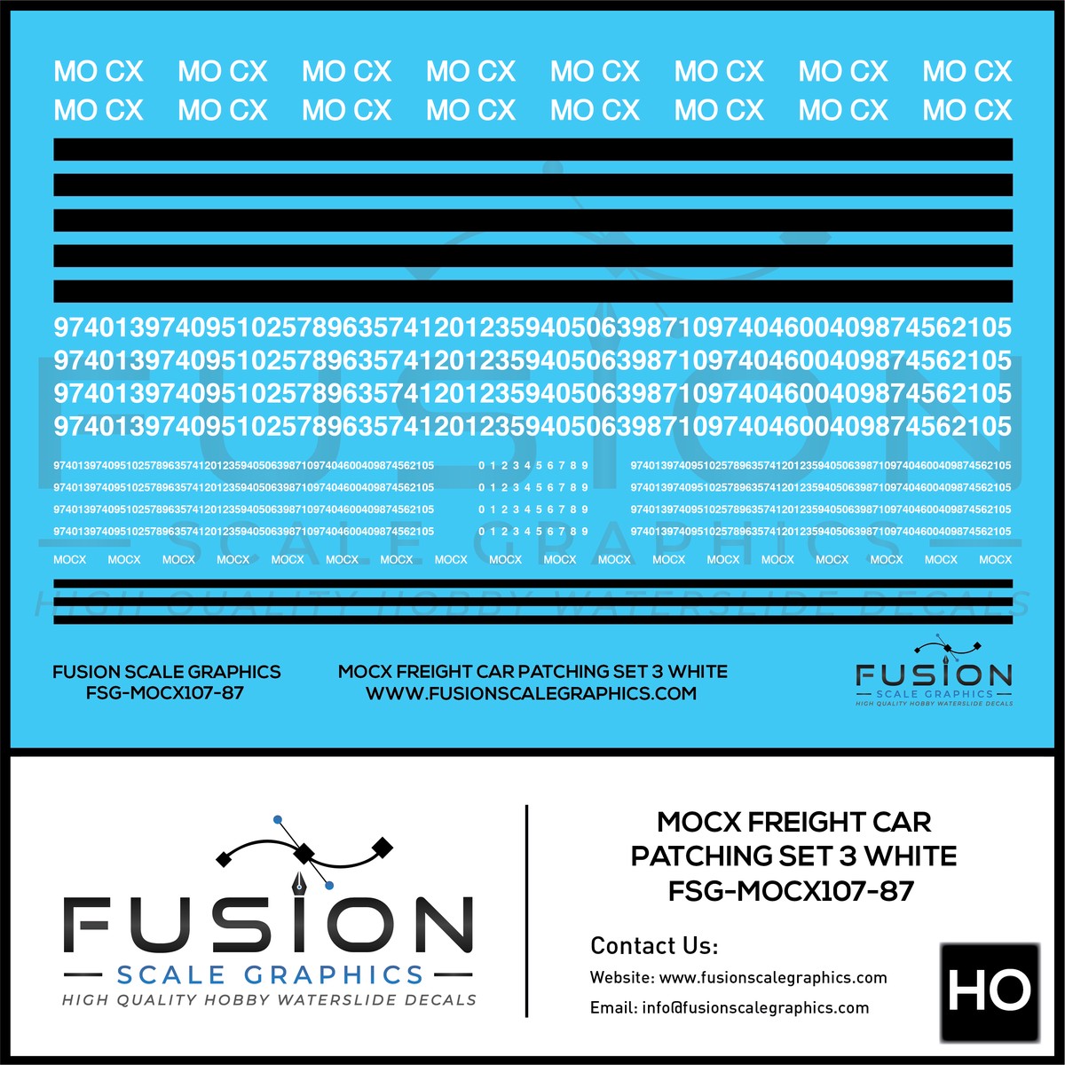 HO Scale White MOCX Covered Hoppers Patching Decal Set 3