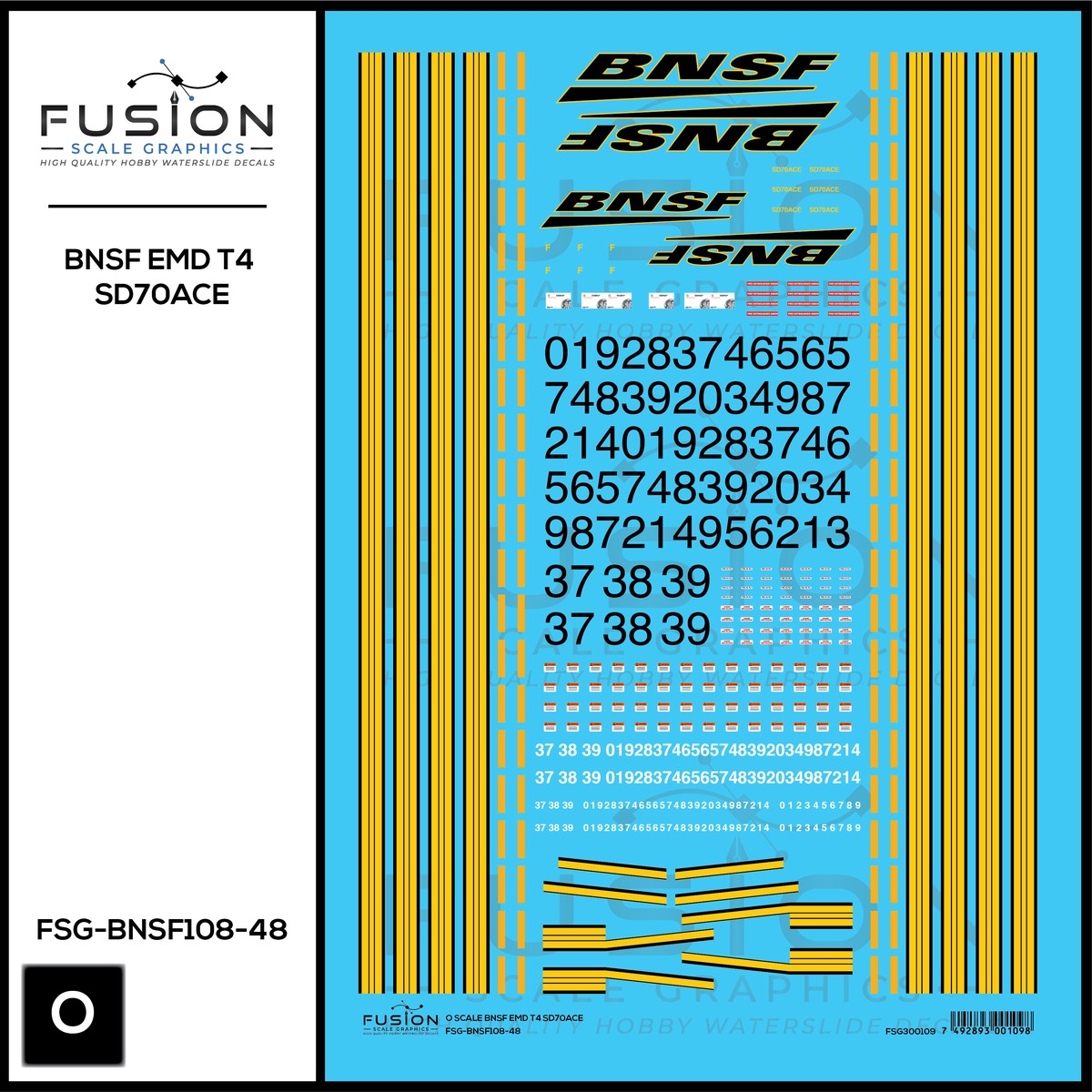 O Scale BNSF Railway EMD Tier 4 SD70ACE Locomotive Decal Set