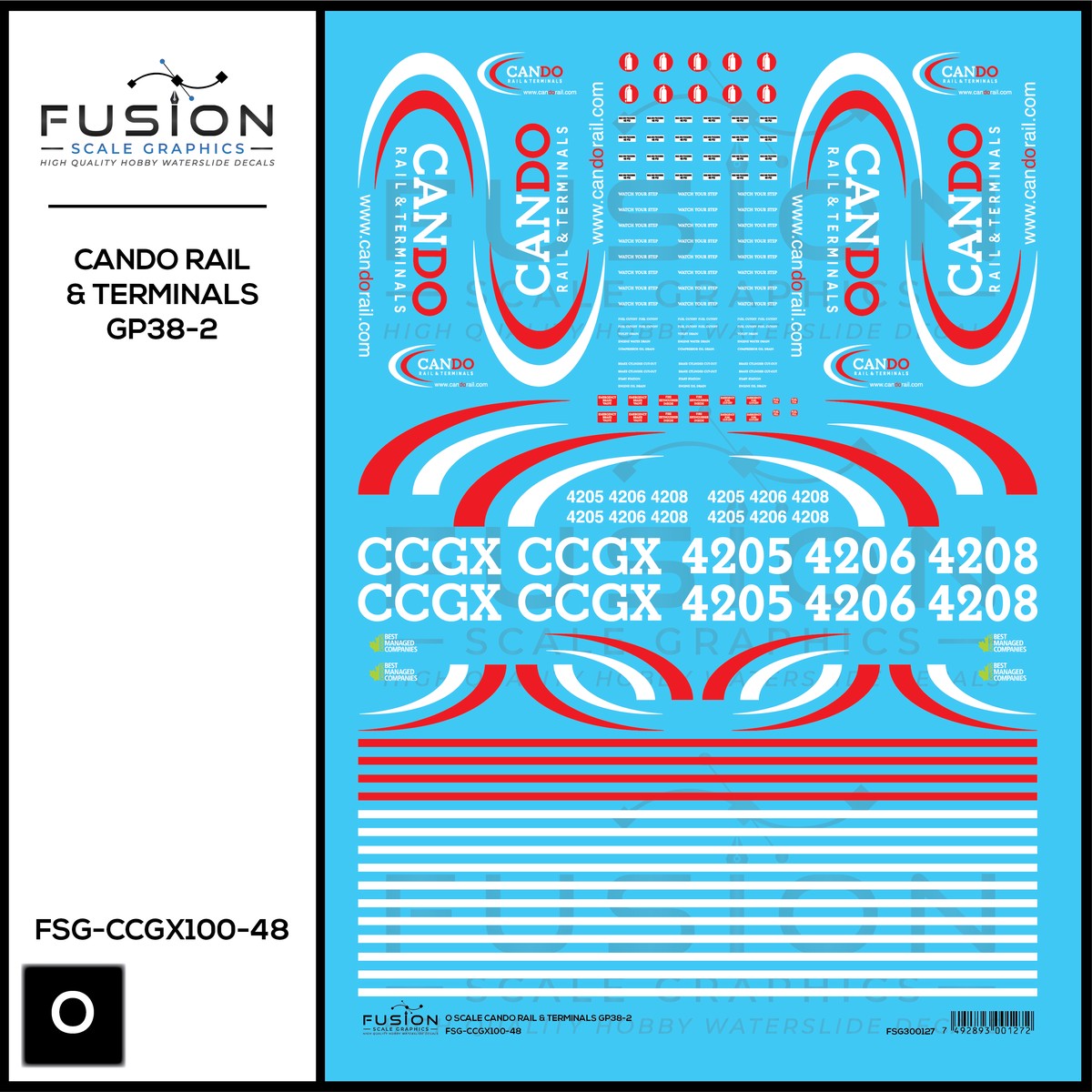 O Scale Cando Rail and Terminals EMD GP38-2 Locomotives Decal Set