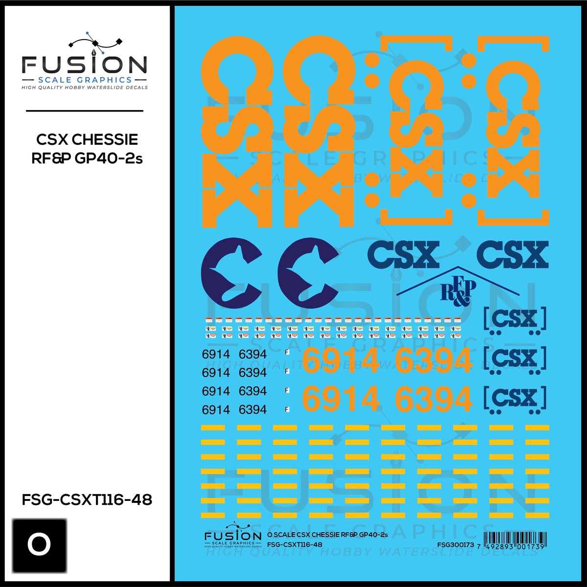 O Scale CSX Chessie and RF&P GP40-2 “Heritage” Locomotives Decal Set