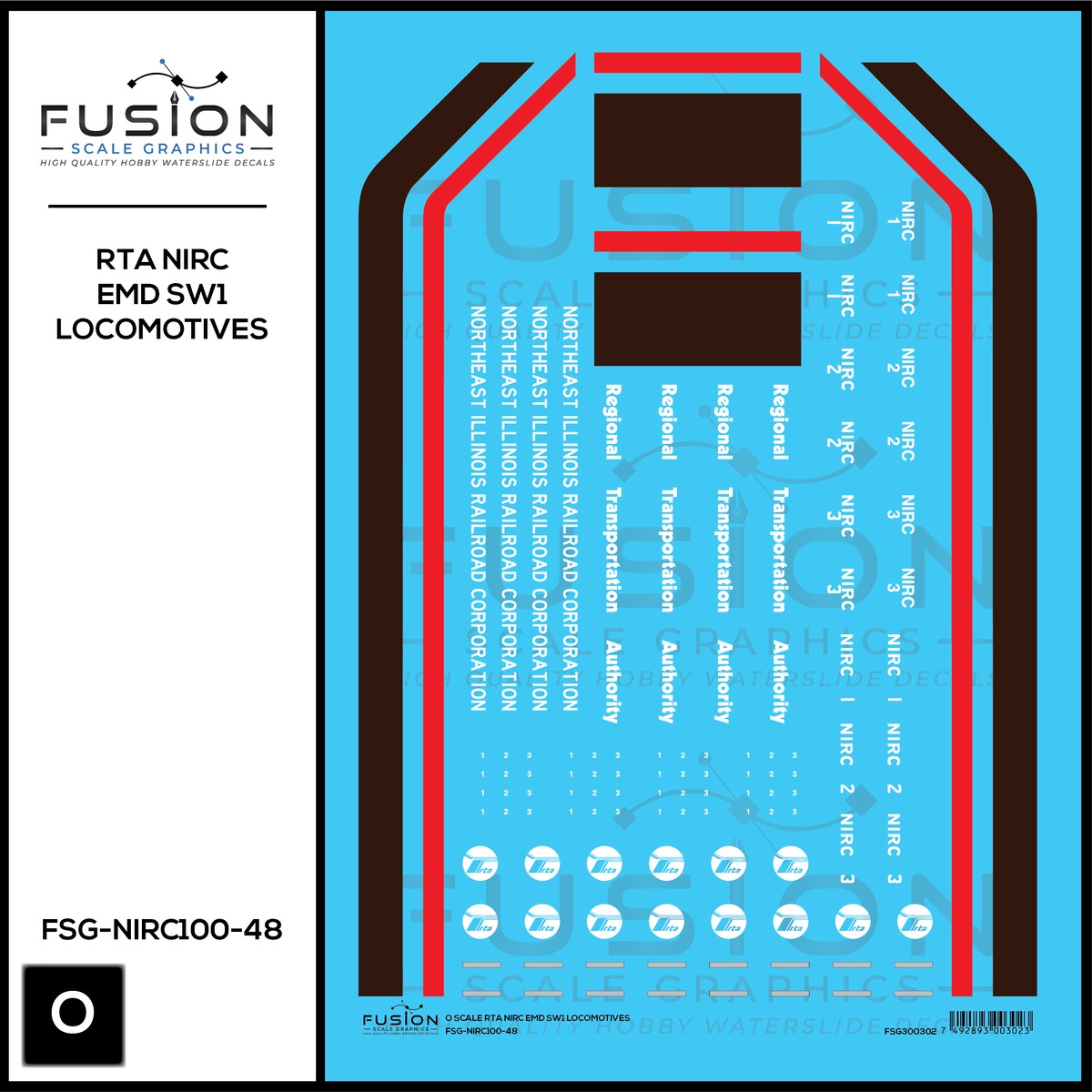 O Scale RTA Northeast Illinois Railroad Corp EMD SW1 Locomotives Decal Set