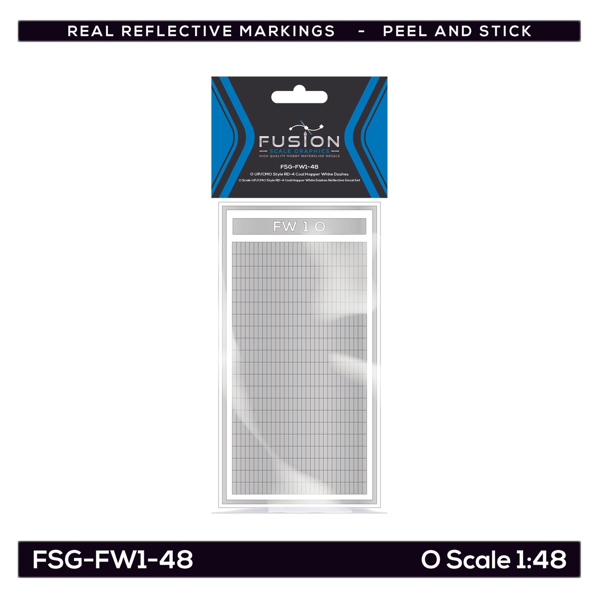 O Scale UP/CMO Style RD-4 Coal Hopper White Dashes Reflective Decal Set
