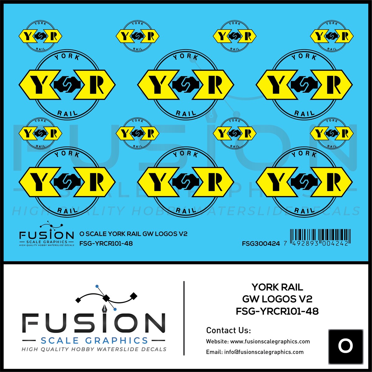 O Scale York Rail GW Logos V2 Decal Set