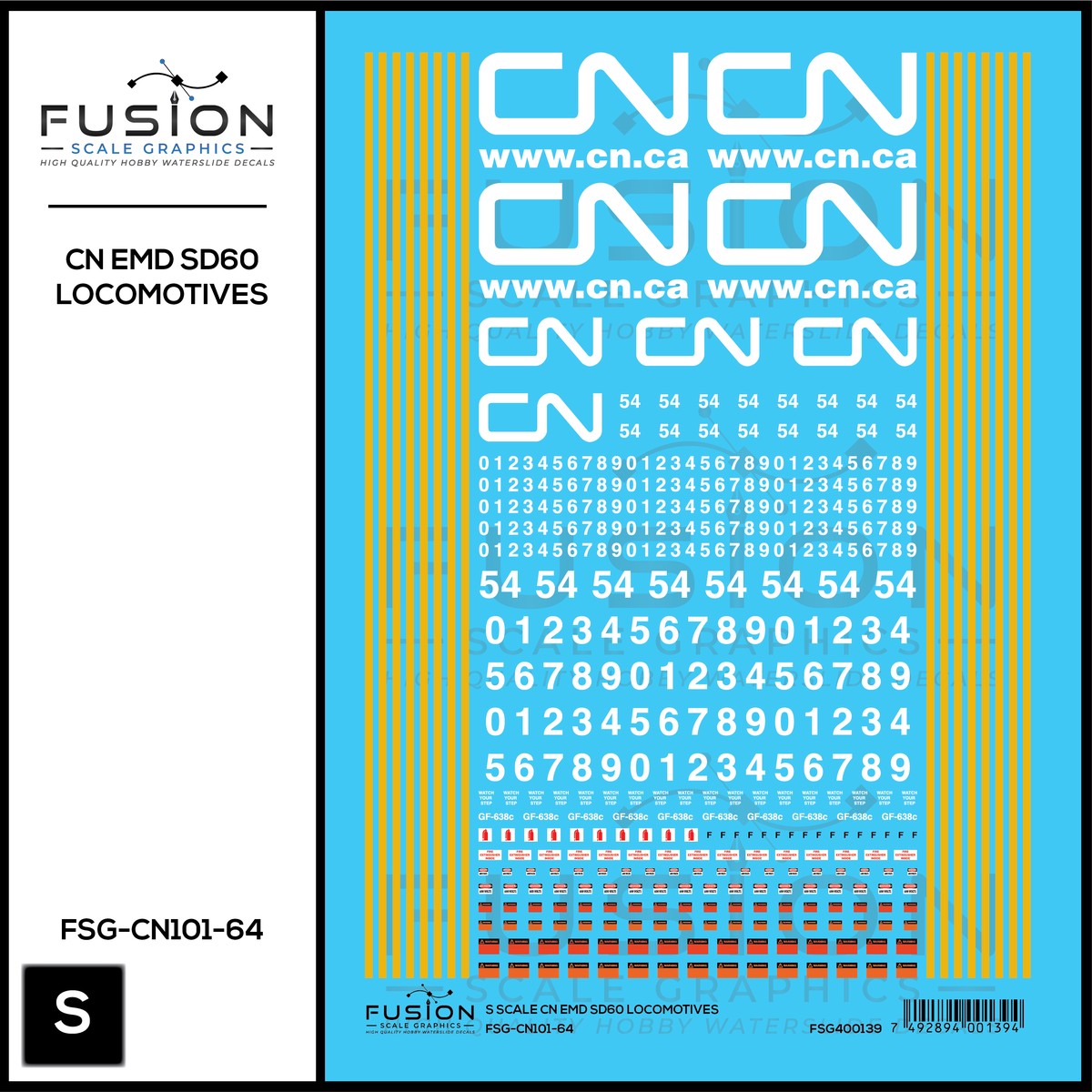 S Scale Canadian National EMD SD60 Locomotives Decal Set