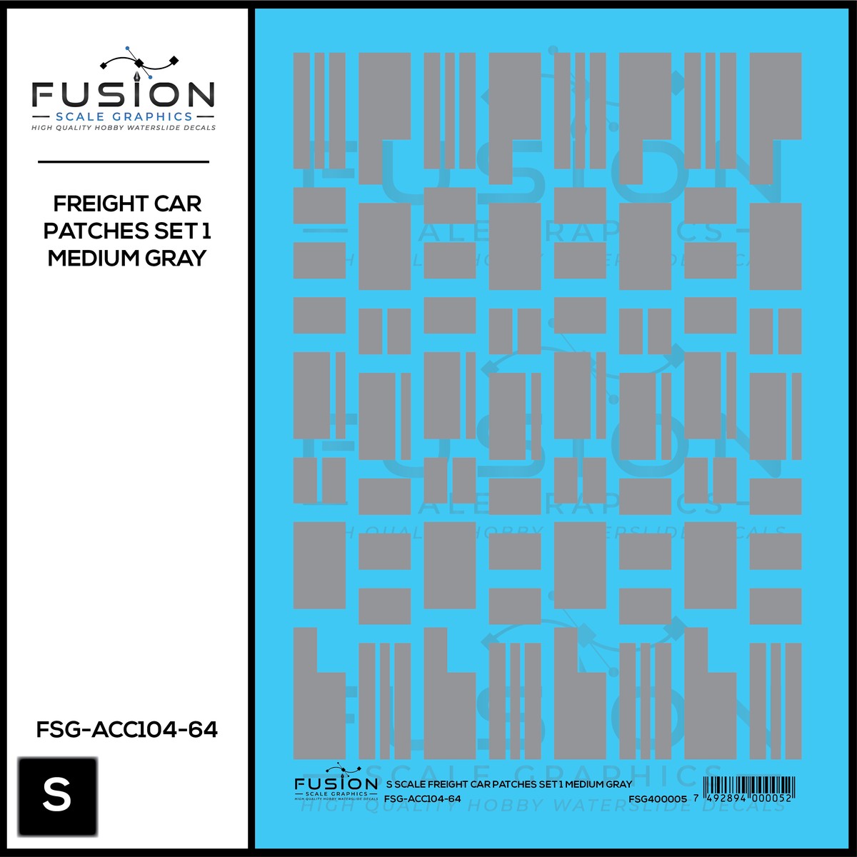S Scale Freight Car Patching Set 1 Medium Gray Decal Set