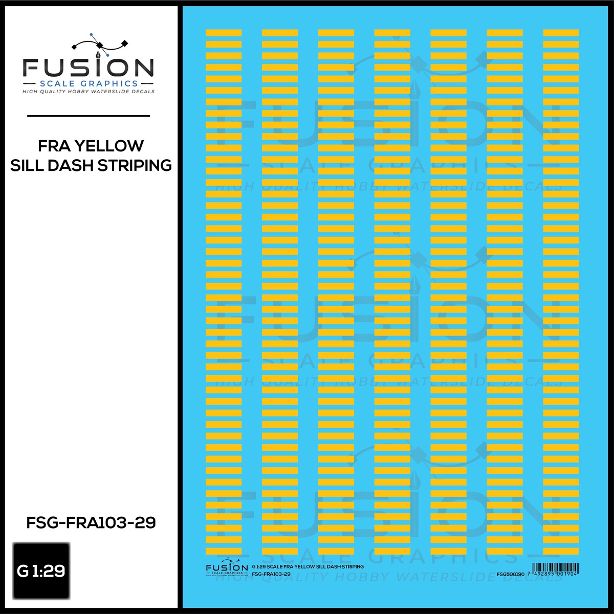 G 1:29 Scale FRA Yellow Sill Dash Decal Set