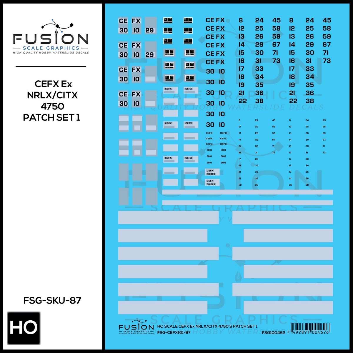 HO Scale CEFX Ex NRLX/CITX Foster Farms 4750 Hoppers Patching Decal Set