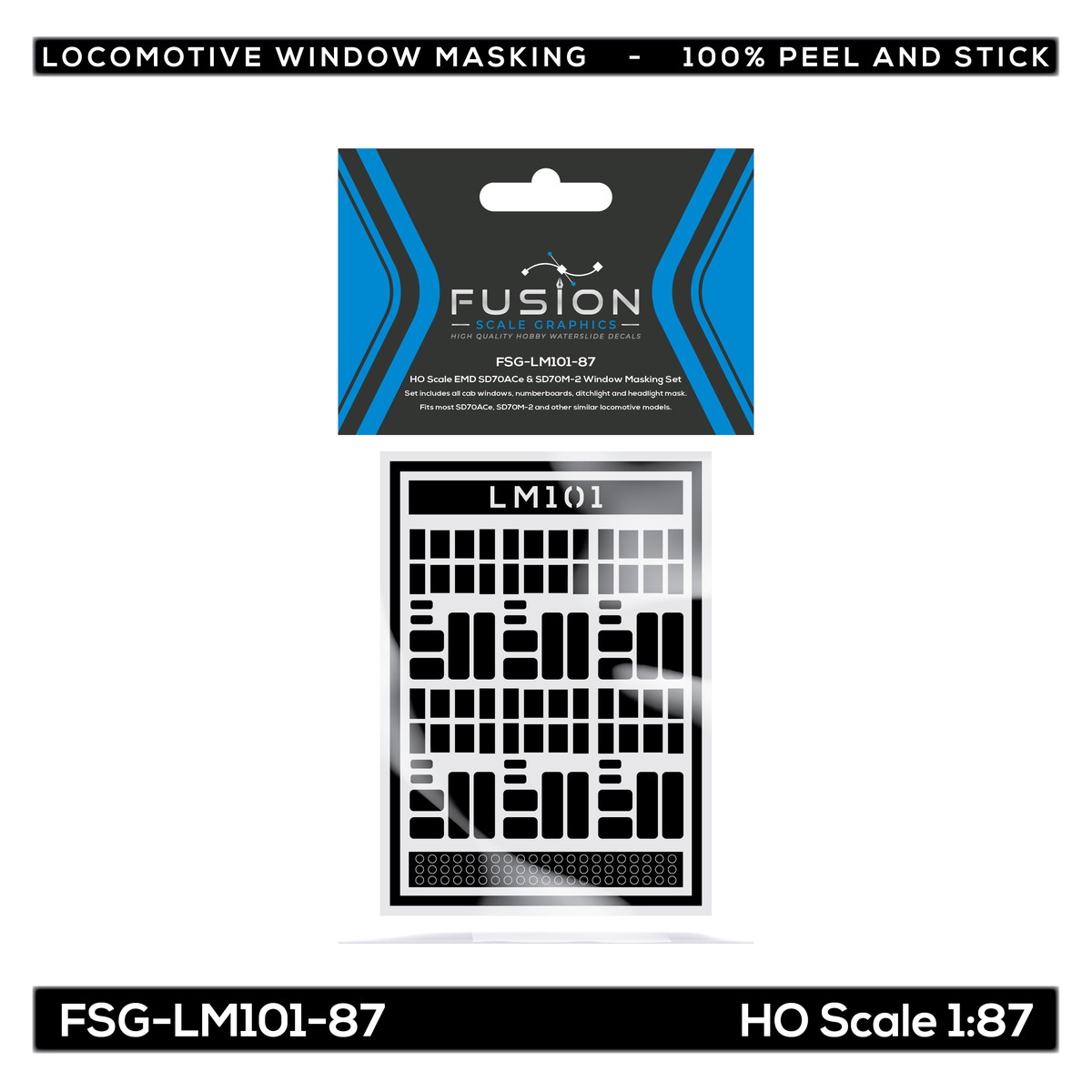 HO Scale EMD SD70ACe & SD70M-2 Locomotive Window Masking Set