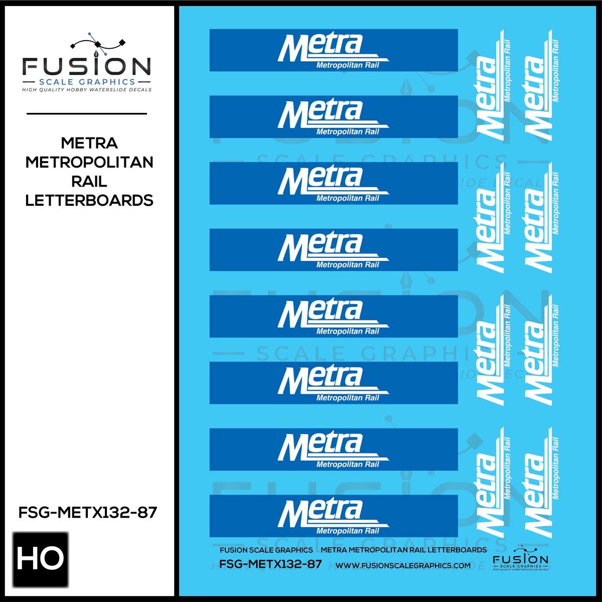 HO Scale Metra “Metropolitan Rail” Logos ex Burlington Budd Cars