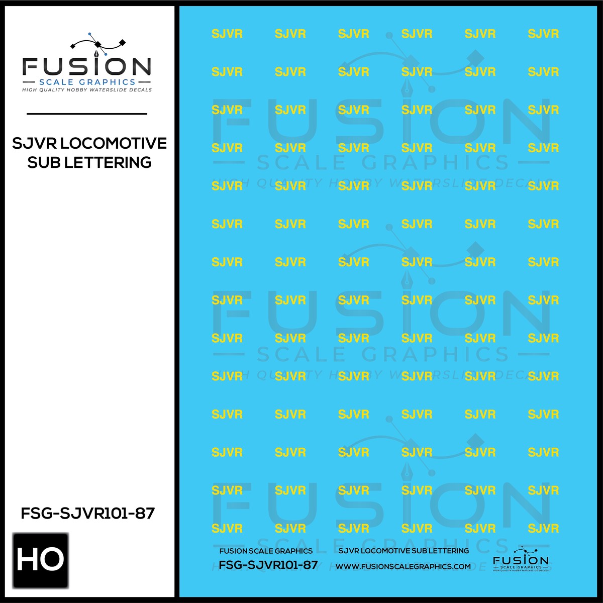 HO Scale San Joaquin Valley SJVR Railroad Locomotive Sub Lettering Decal Set