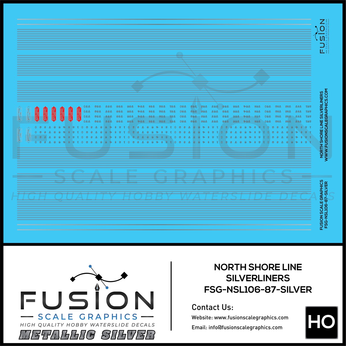 Metallic Silver N Scale Chicago North Shore & Milwaukee Silverliners Decal Set
