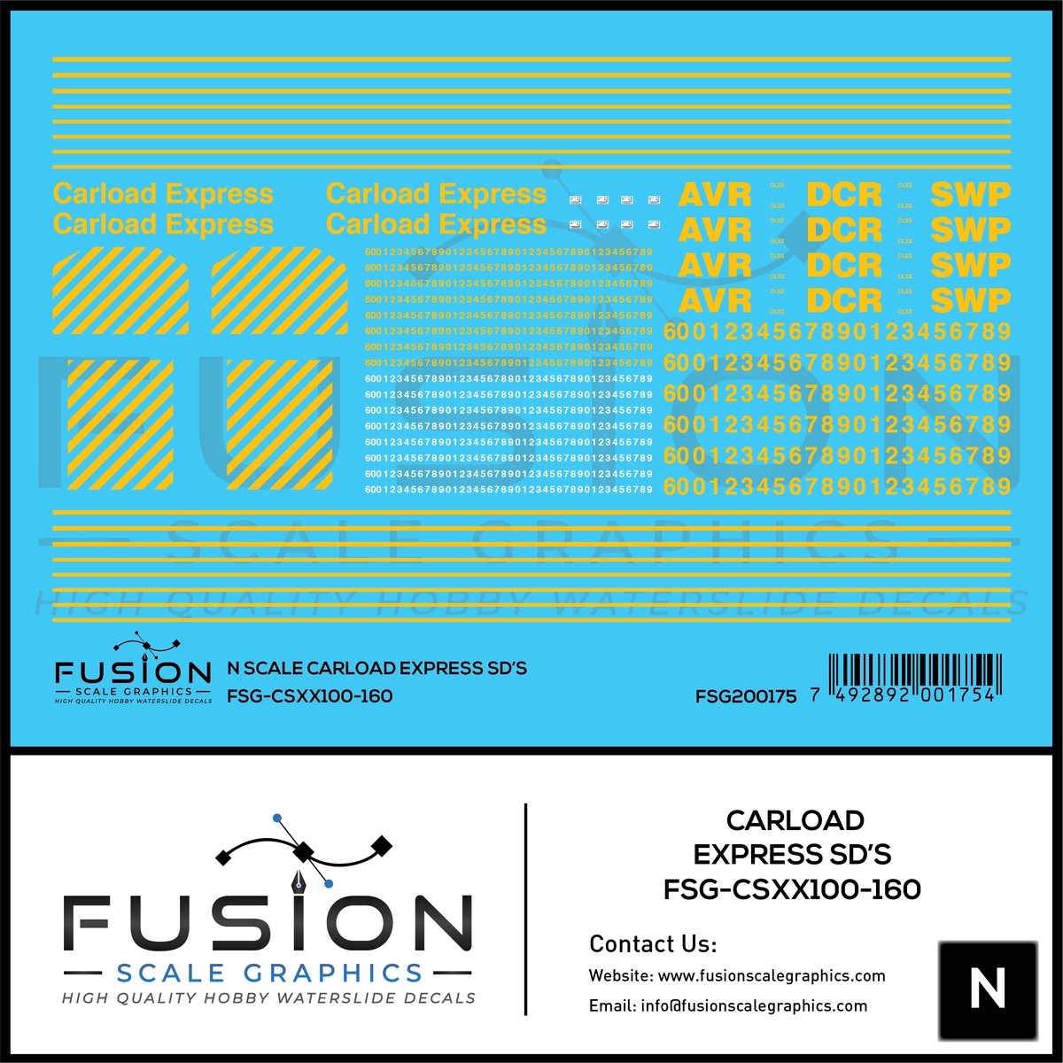 N Scale Carload Express EMD SD60M Locomotives Decal Set