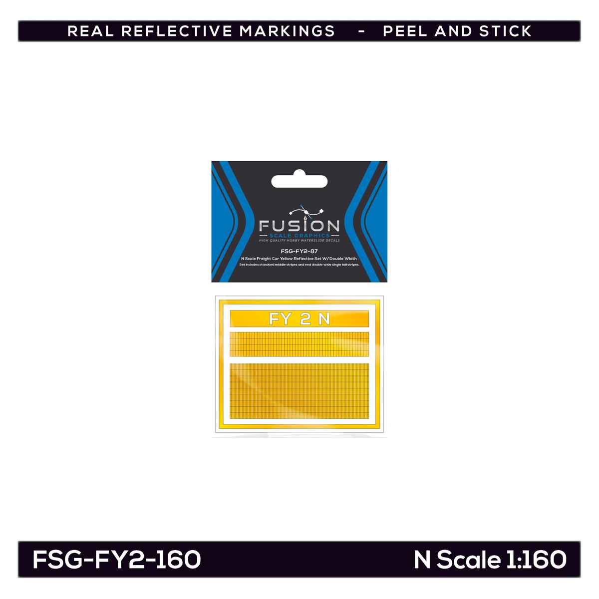 N Scale Railroad Freight Car Yellow Reflective Markings Set W/ Double Width Stripes
