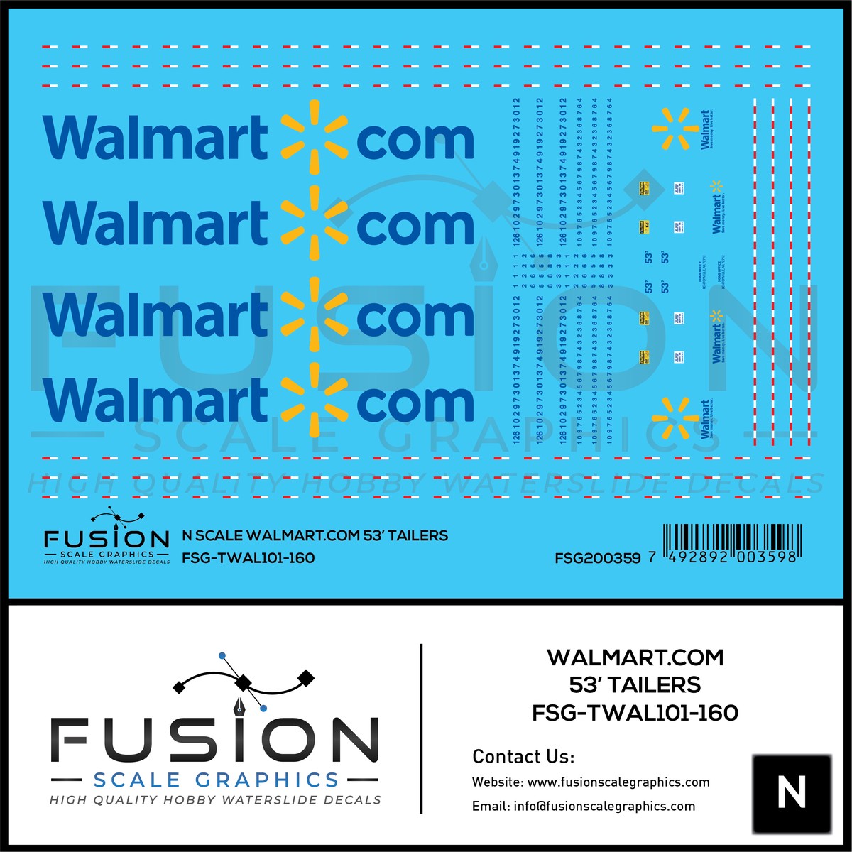 N Scale Walmart .Com 53′ Trailers Decal Set