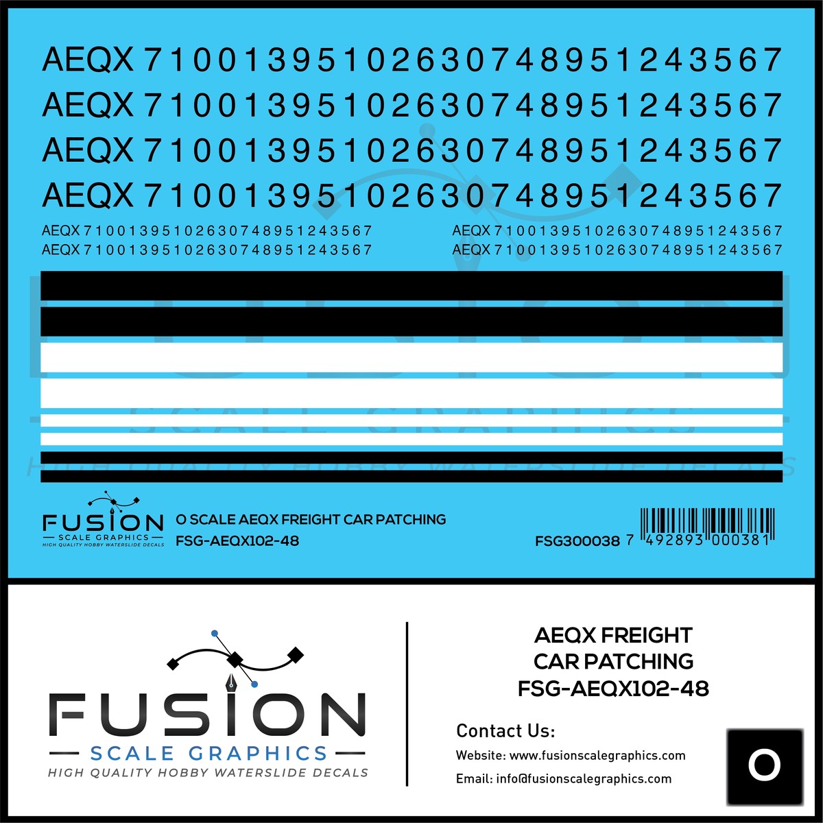 O Scale AEQX Black Freight Car Patching Decal Set