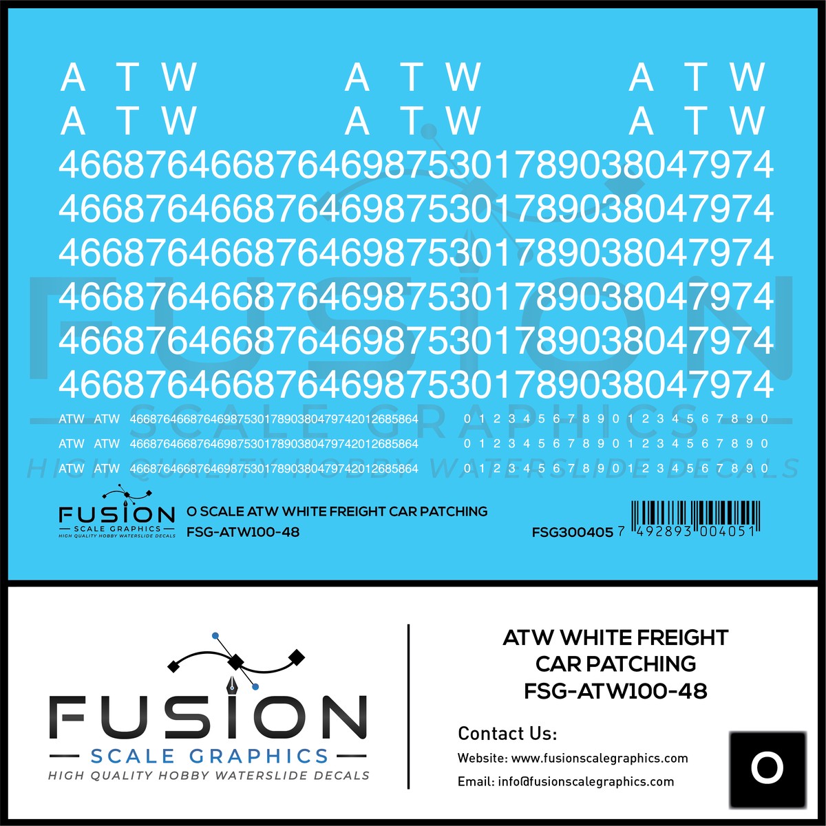 O Scale ATW White Freight Car Patching Decal Set
