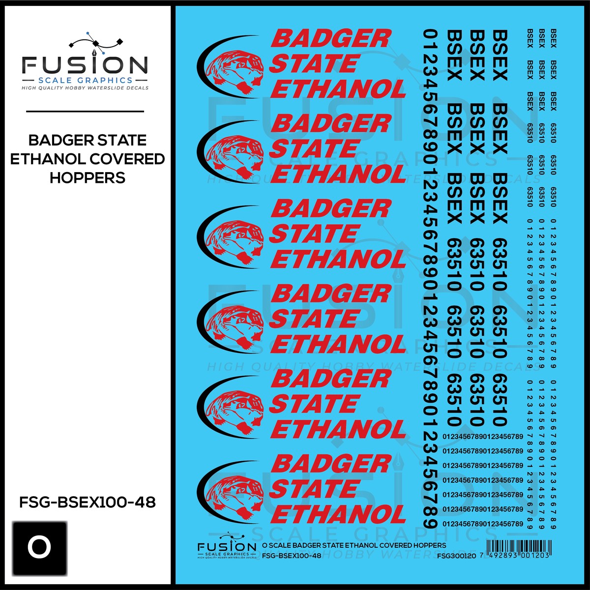 O Scale Badger State Ethanol BSEX Covered Hopper Decal Set