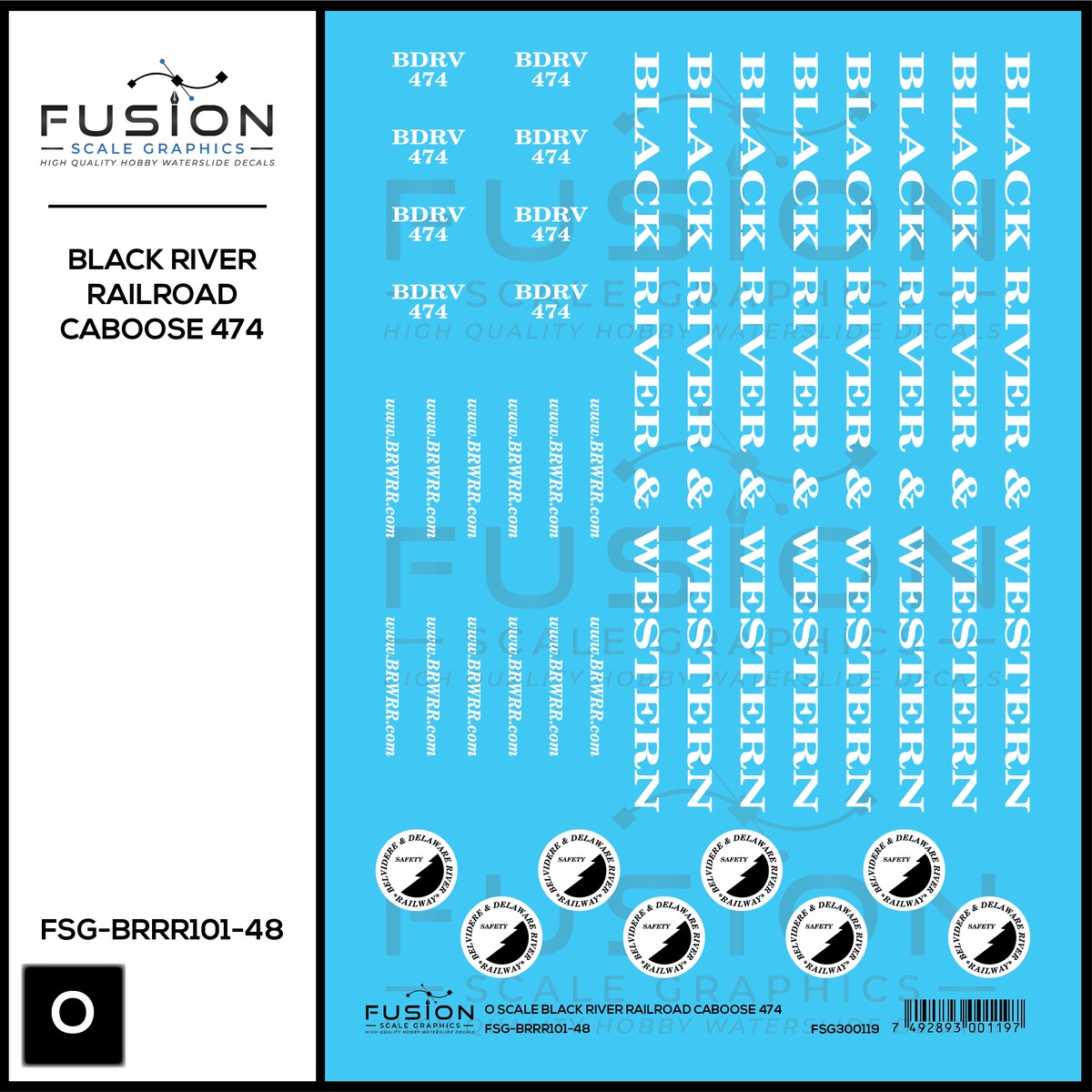 O Scale Black River Railroad Caboose 474 Decal Set