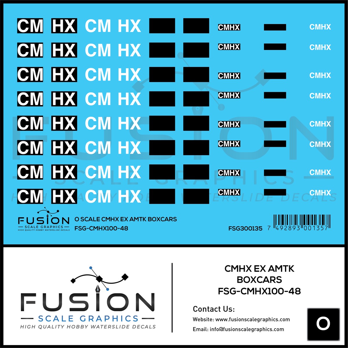 O Scale CMHX Ex Amtrak Boxcars Decal Set