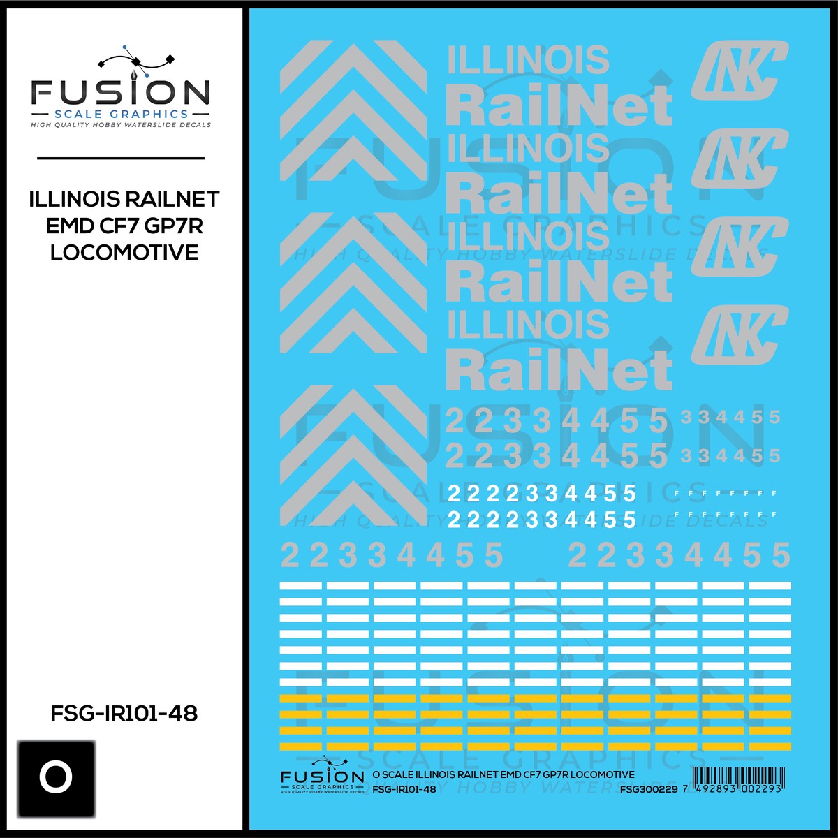 O Scale Illinois Railnet EMD CF7 GP7R Locomotive Decal Set