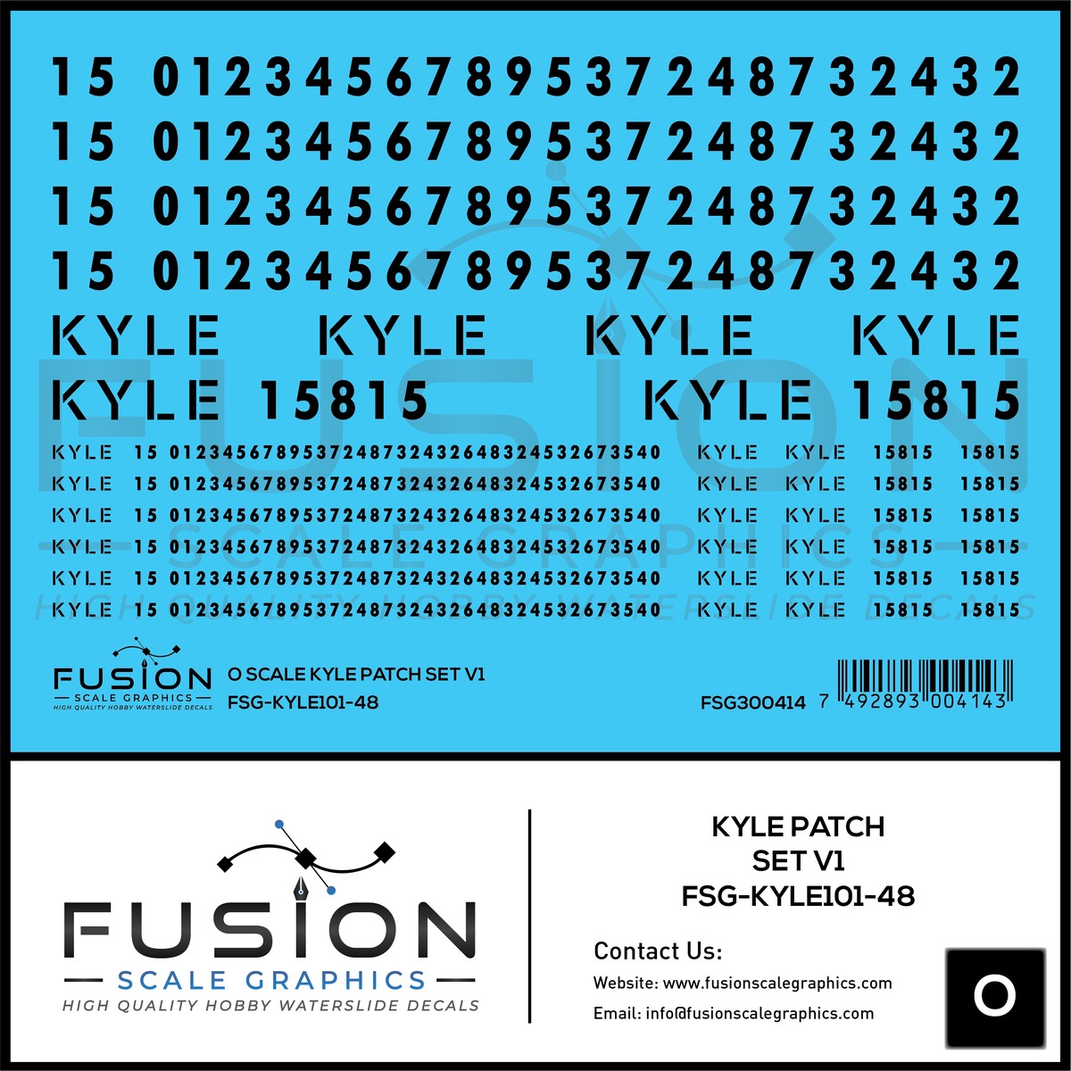 O Scale KYLE Patch Decal Set V1