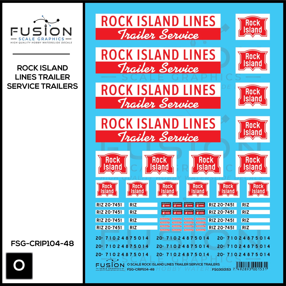 O Scale Rock Island Lines Trailer Service Decal Set