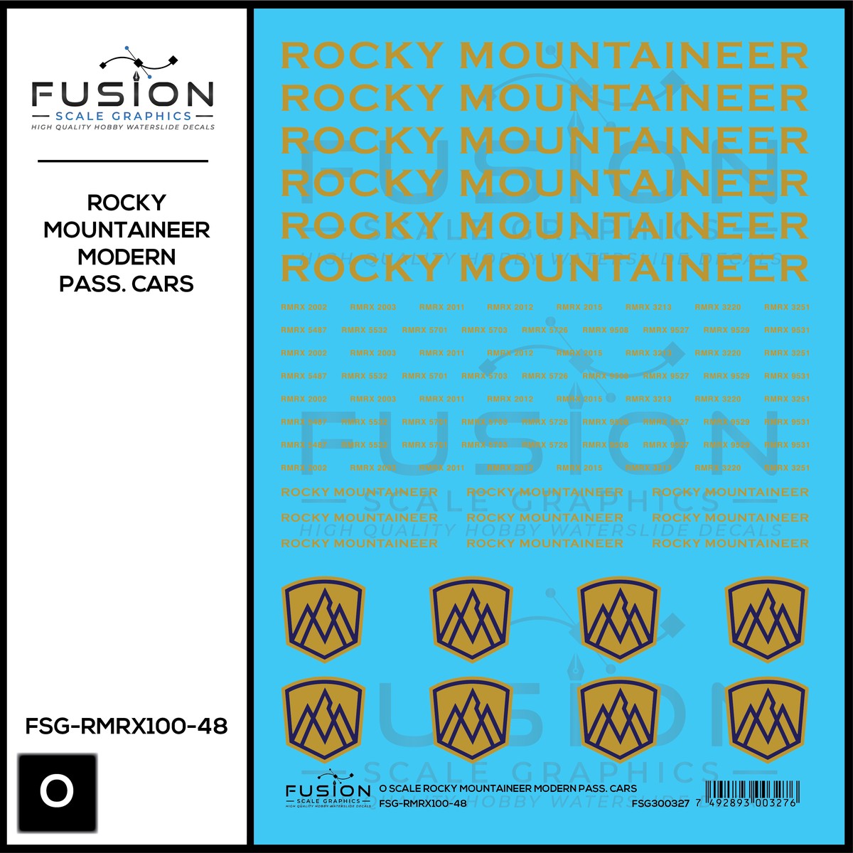 O Scale Rocky Mountaineer Modern Passenger Cars Decal Set