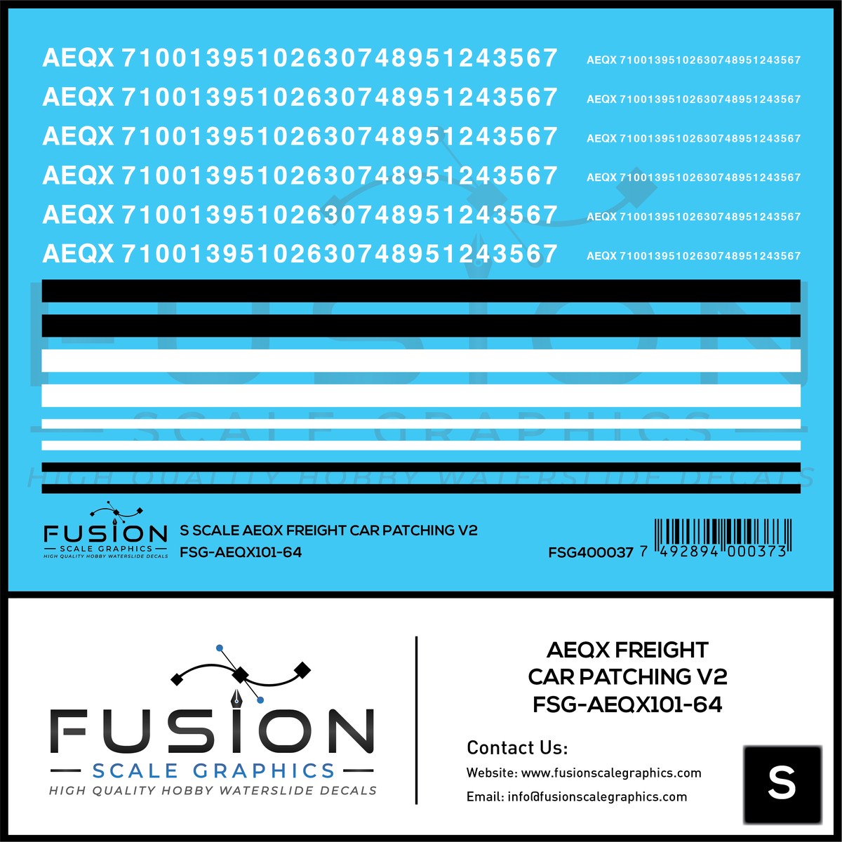 S Scale AEQX Freight Car Patching Decal Set V2
