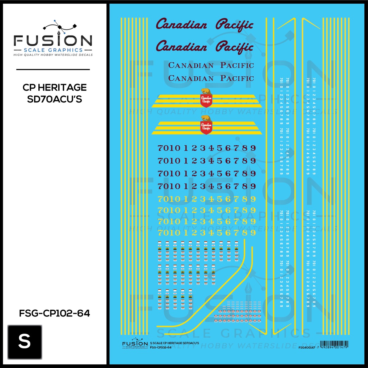 S Scale Canadian Pacific Heritage SD70ACU Locomotives Decal Set