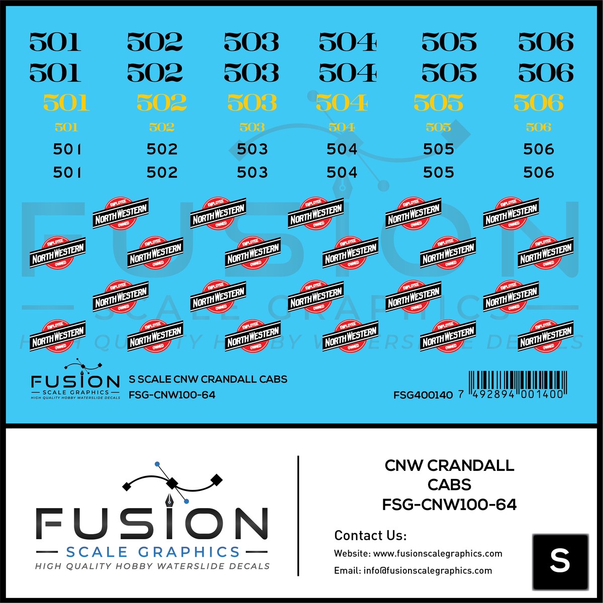S Scale CNW Crandall Cabs Decal Set