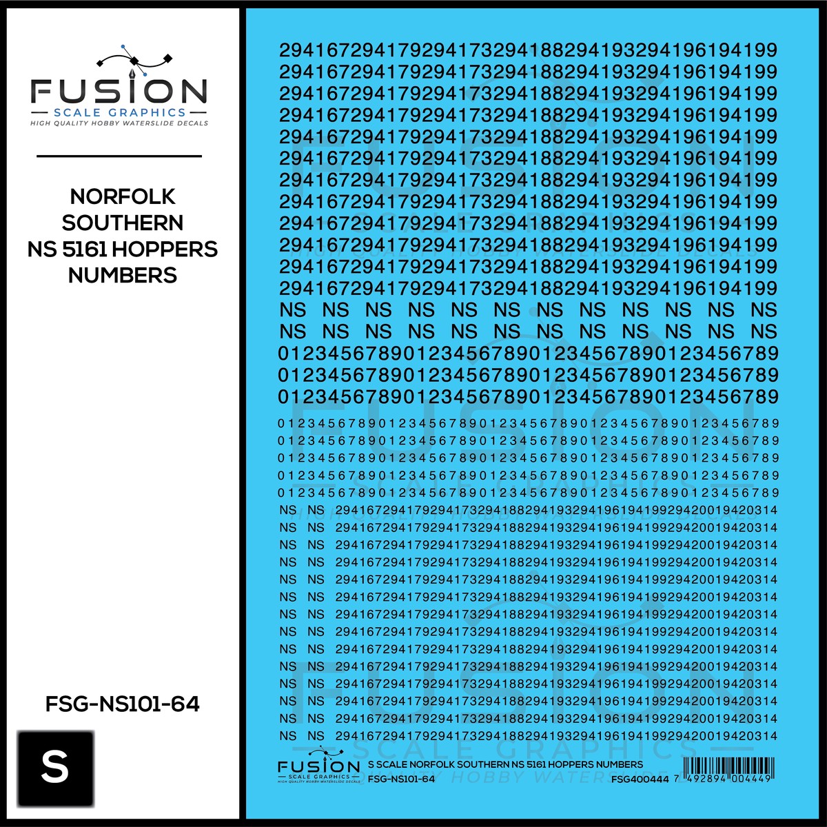 S Scale Norfolk Southern 5161 Hopper Renumbering Decal Set