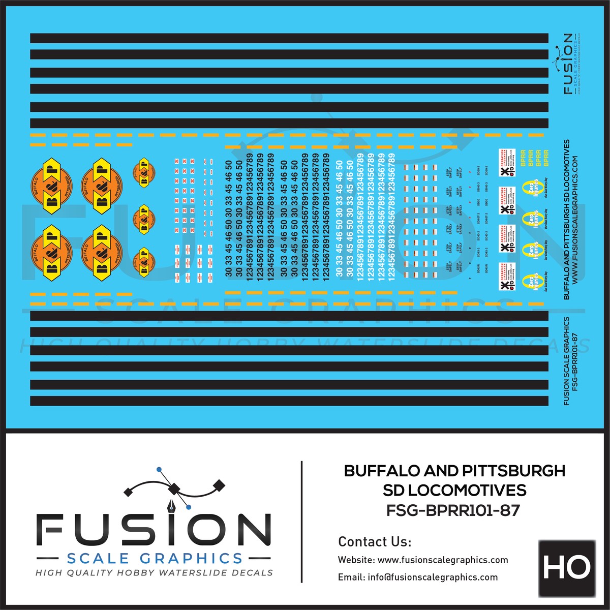 HO Scale Buffalo and Pittsburgh EMD SD40′ and SD45’s Locomotives Decal Set