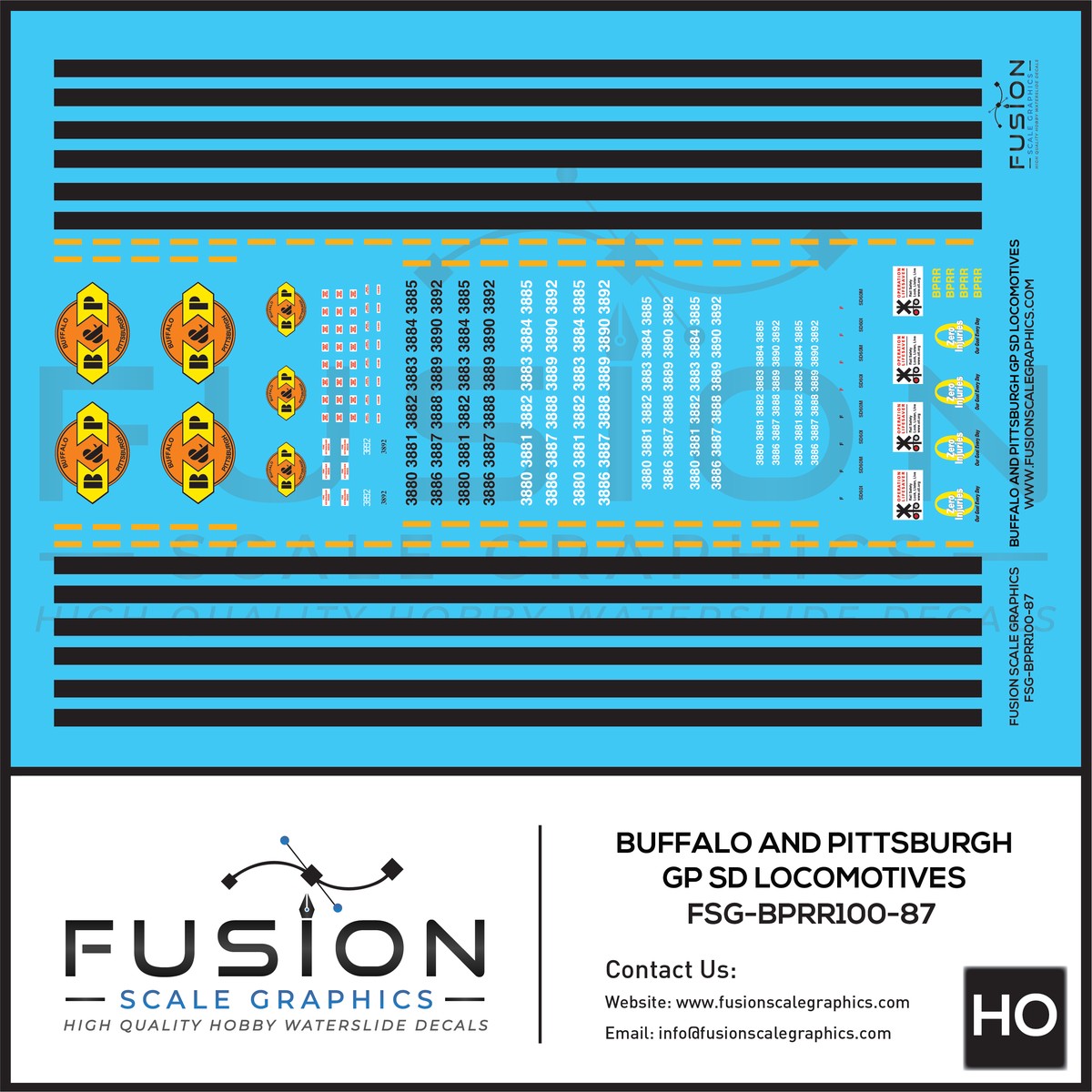 HO Scale Buffalo and Pittsburgh EMD SD60I SD60M Locomotives Decal Set
