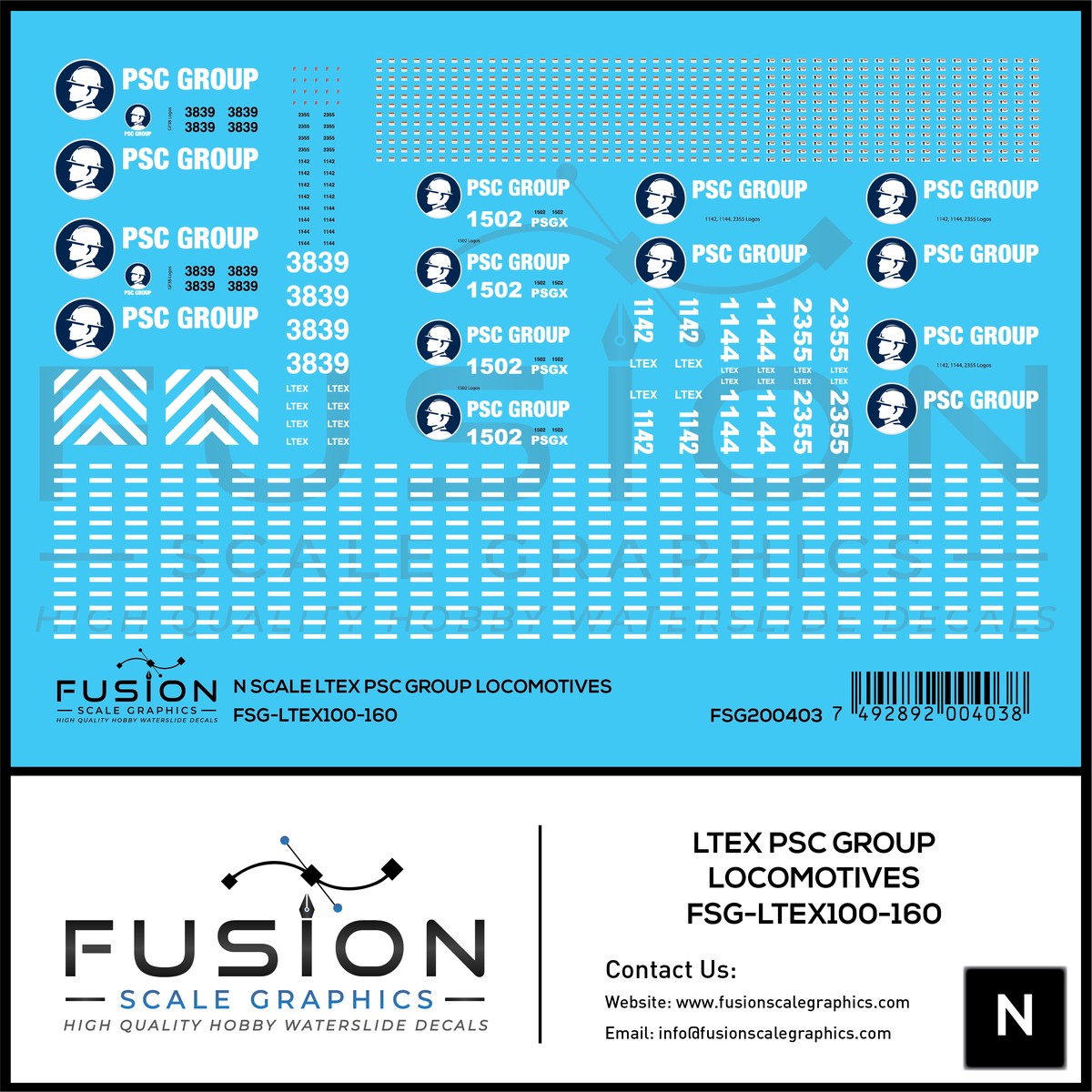N Scale LTEX PSC Group Locomotives Decal Set