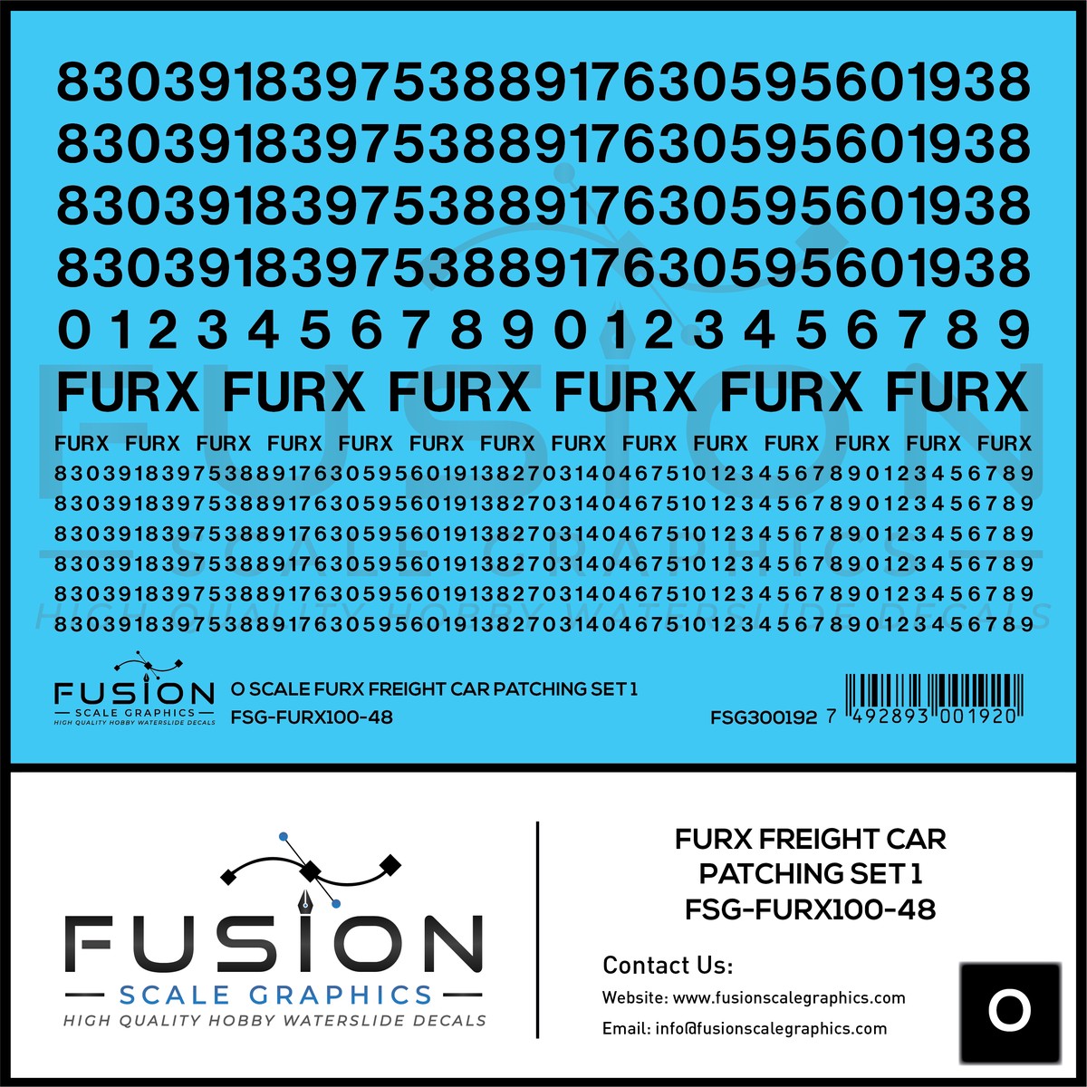O Scale FURX Freight Car Patches Set 1 Black