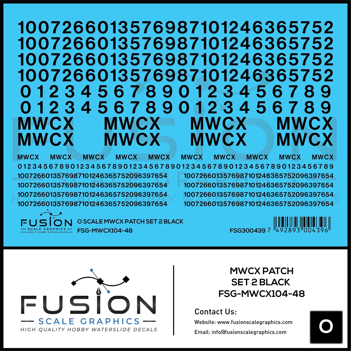 O Scale MWCX Freight Car Patching Decal Set 2 Black